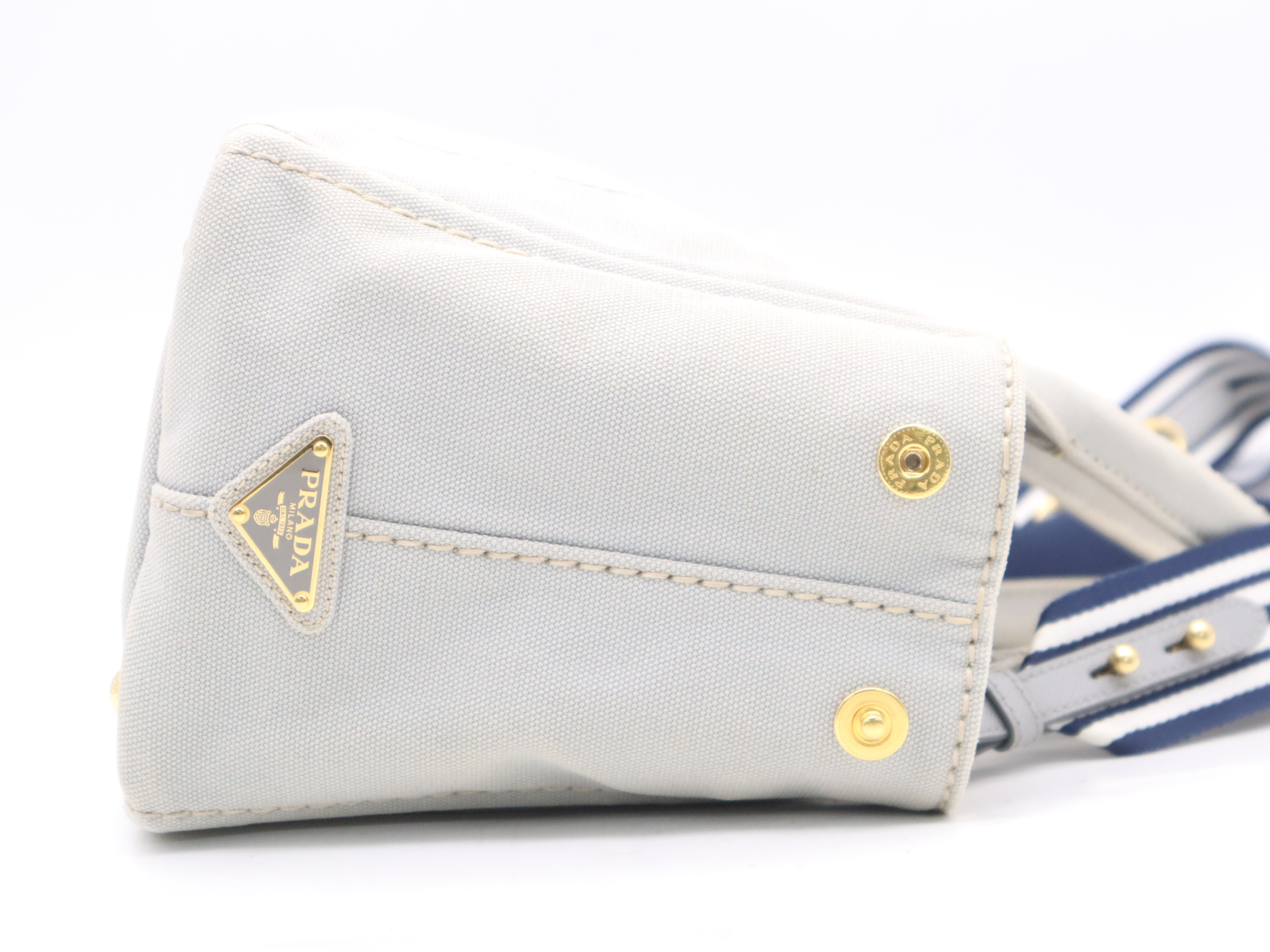 1BG439 Denim Canapa Tote Mini, Gray, Gold Hardware, Shoulder Strap, Card Holder, Handbag — view 5