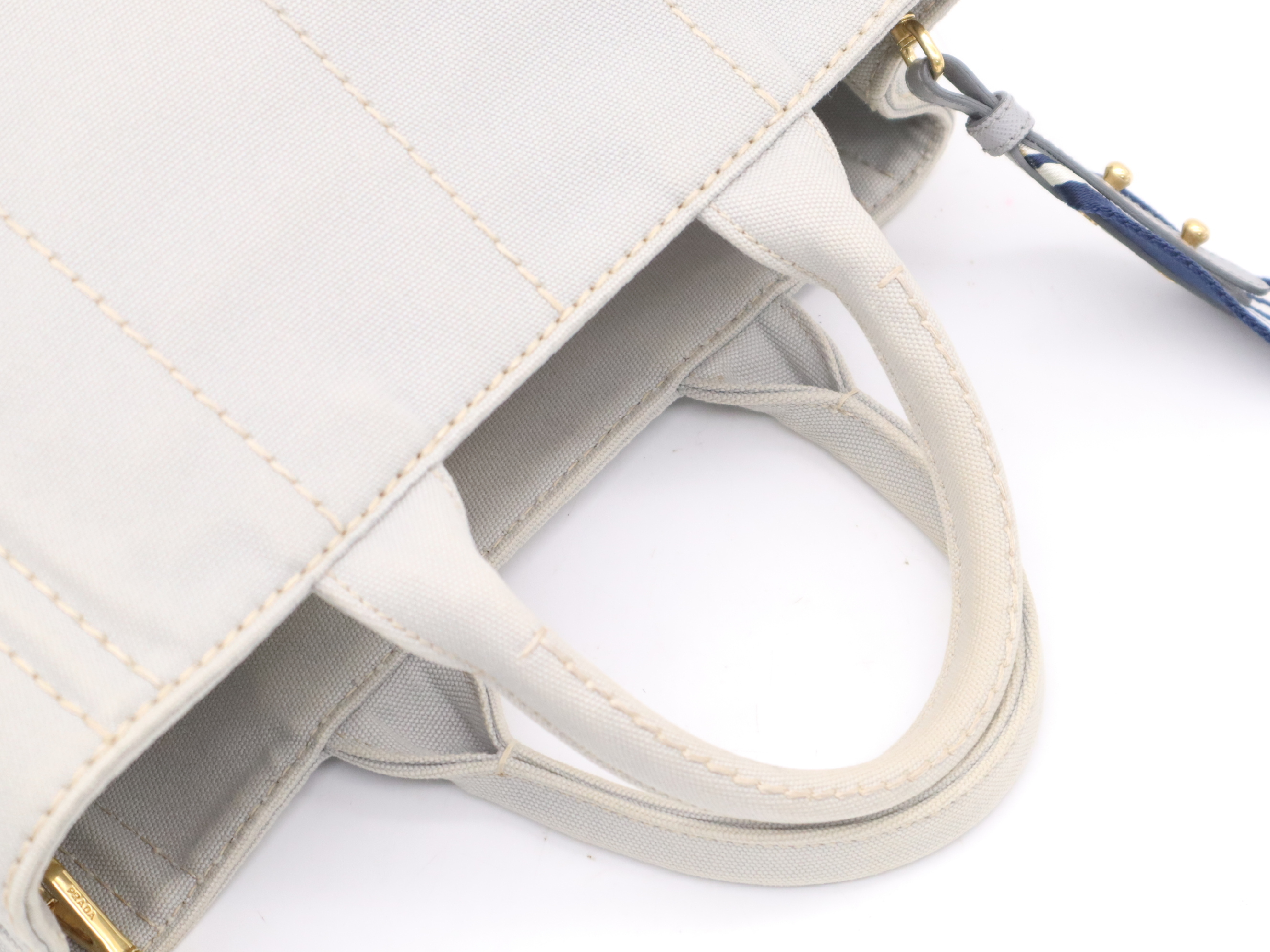 1BG439 Denim Canapa Tote Mini, Gray, Gold Hardware, Shoulder Strap, Card Holder, Handbag — view 6
