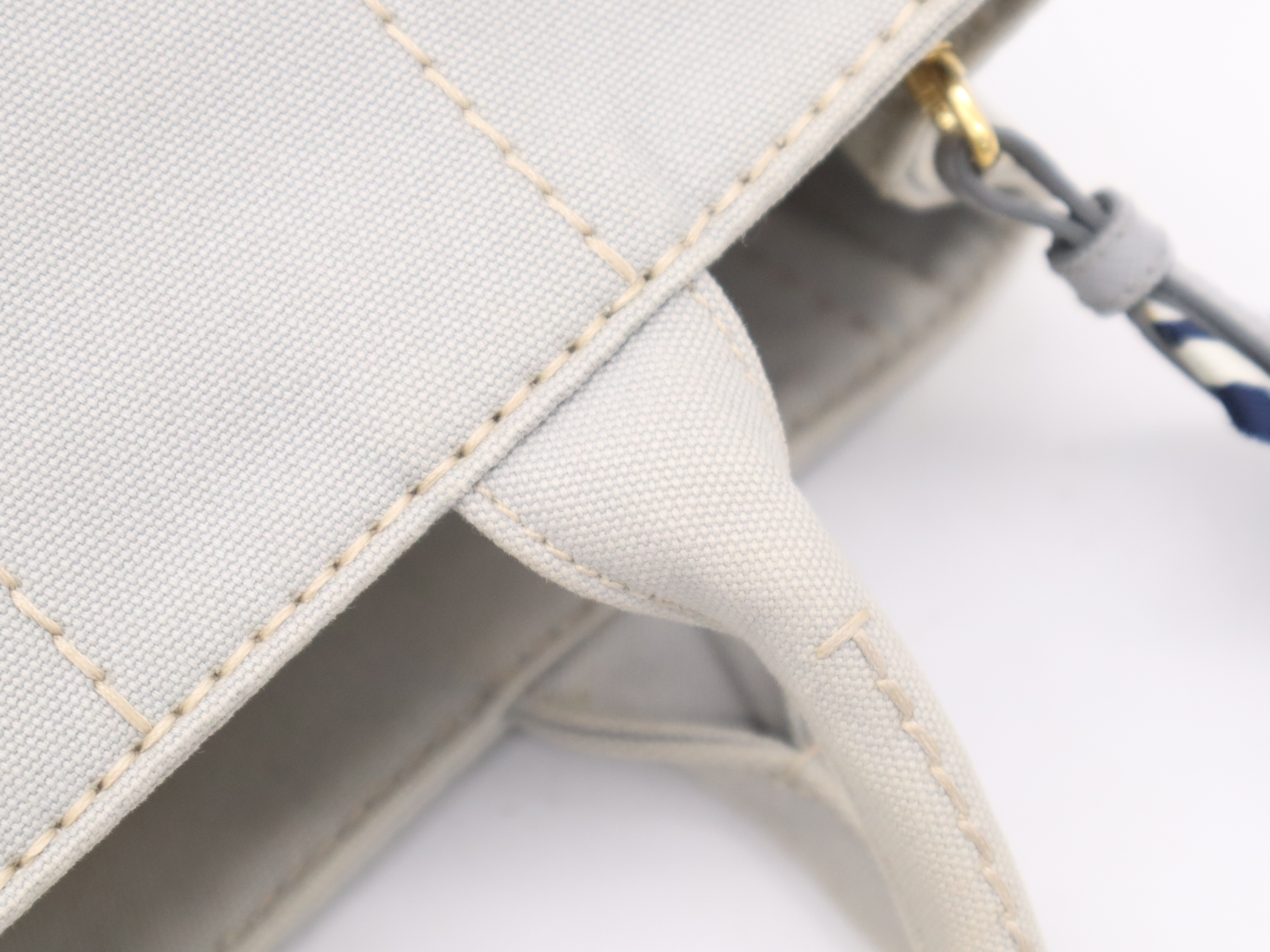 1BG439 Denim Canapa Tote Mini, Gray, Gold Hardware, Shoulder Strap, Card Holder, Handbag — view 8