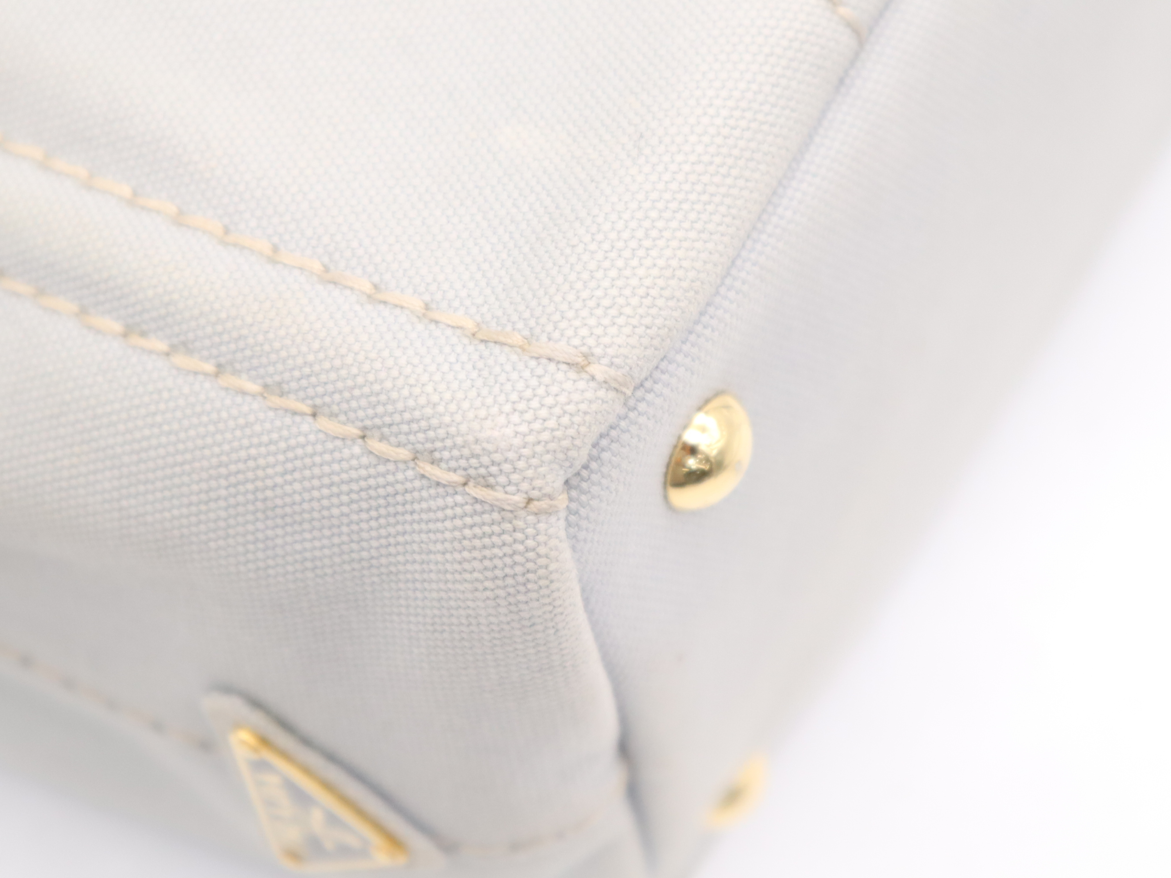 1BG439 Denim Canapa Tote Mini, Gray, Gold Hardware, Shoulder Strap, Card Holder, Handbag — view 9