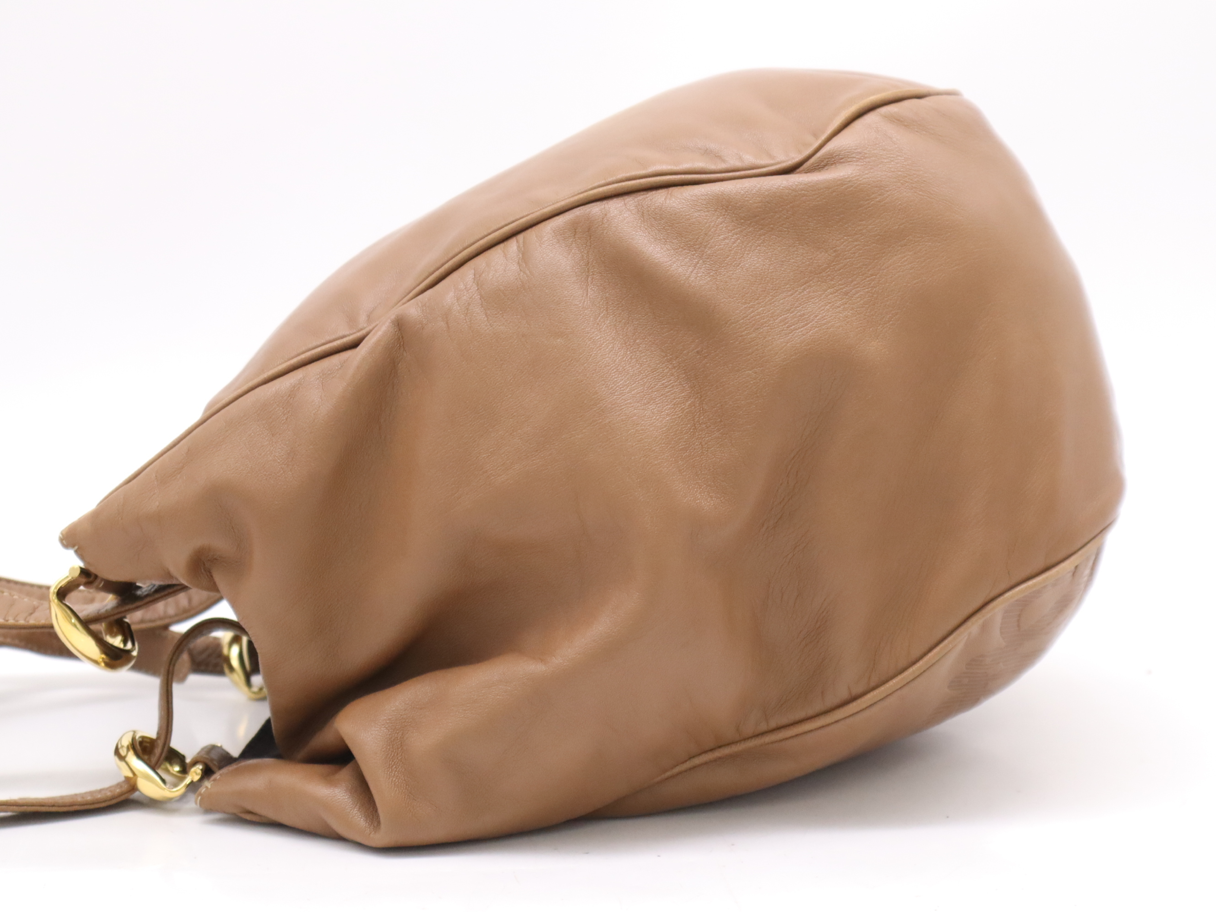 Leather Anagram Shoulder Bag Brown GD Metal Fittings Storage Bag Included Shoulder Bag — view 3