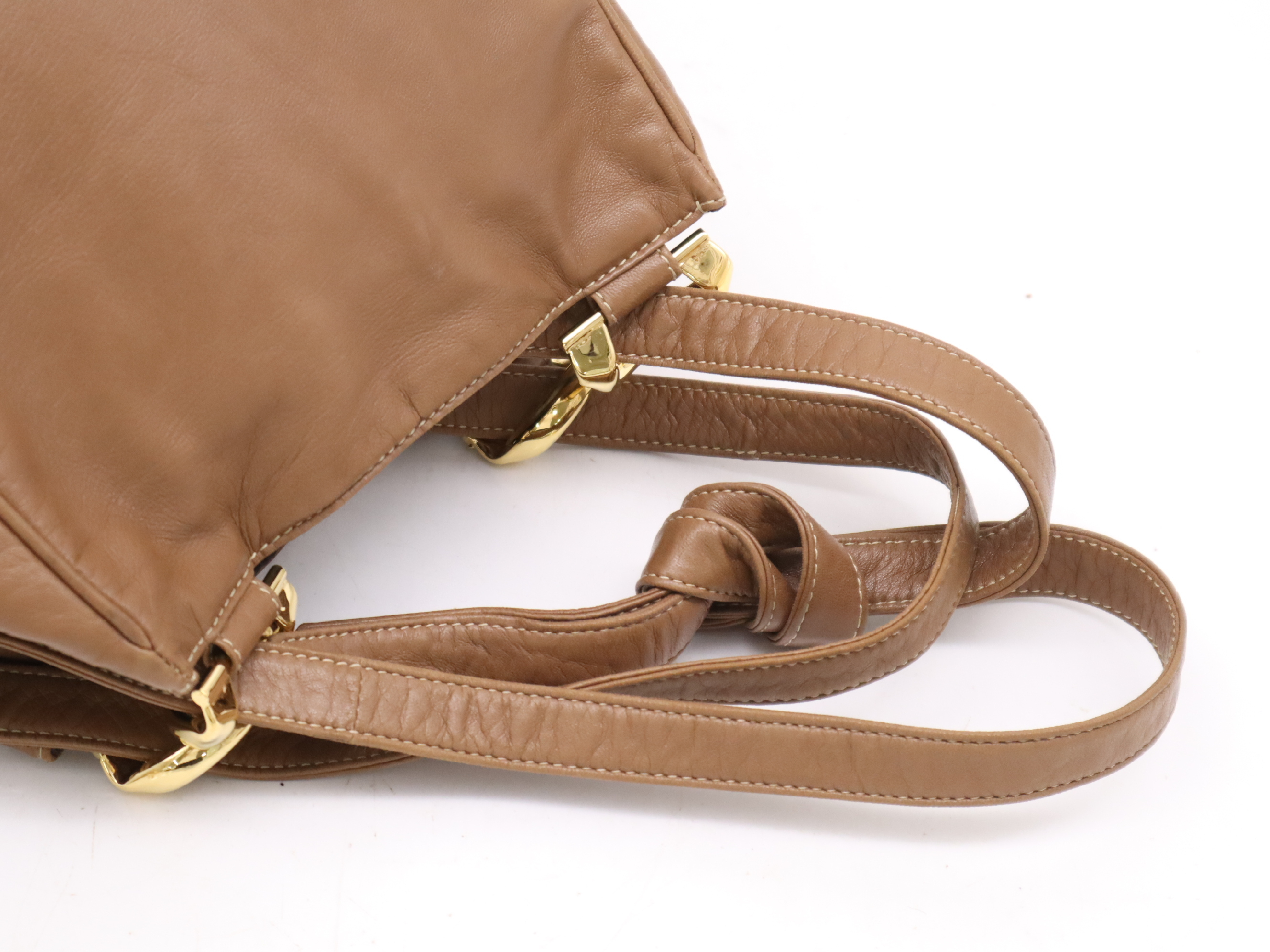 Leather Anagram Shoulder Bag Brown GD Metal Fittings Storage Bag Included Shoulder Bag — view 6