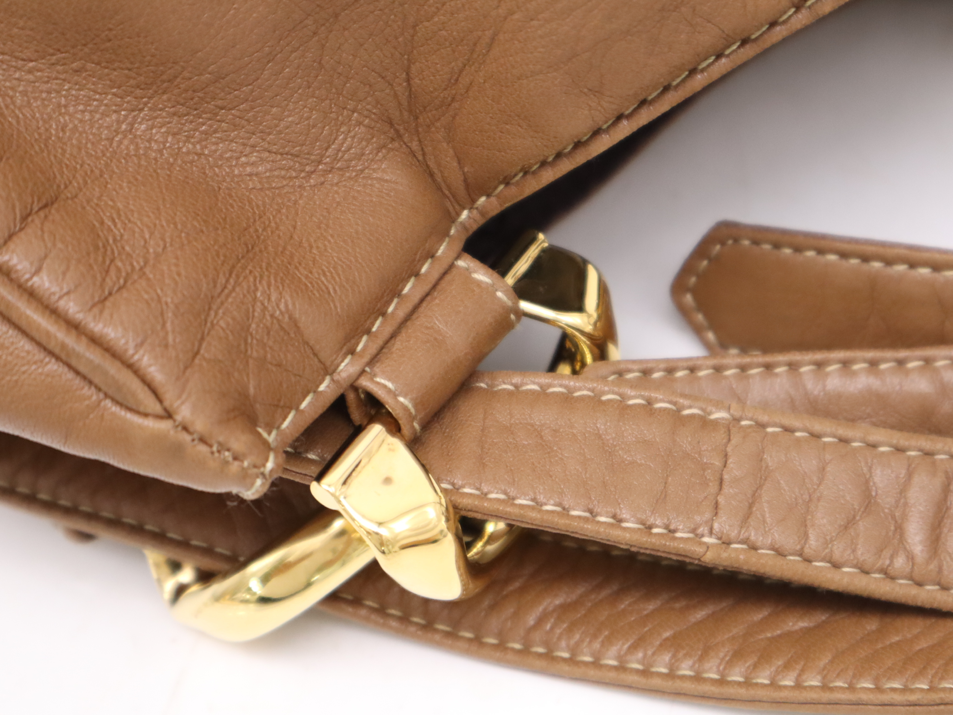 Leather Anagram Shoulder Bag Brown GD Metal Fittings Storage Bag Included Shoulder Bag — view 7
