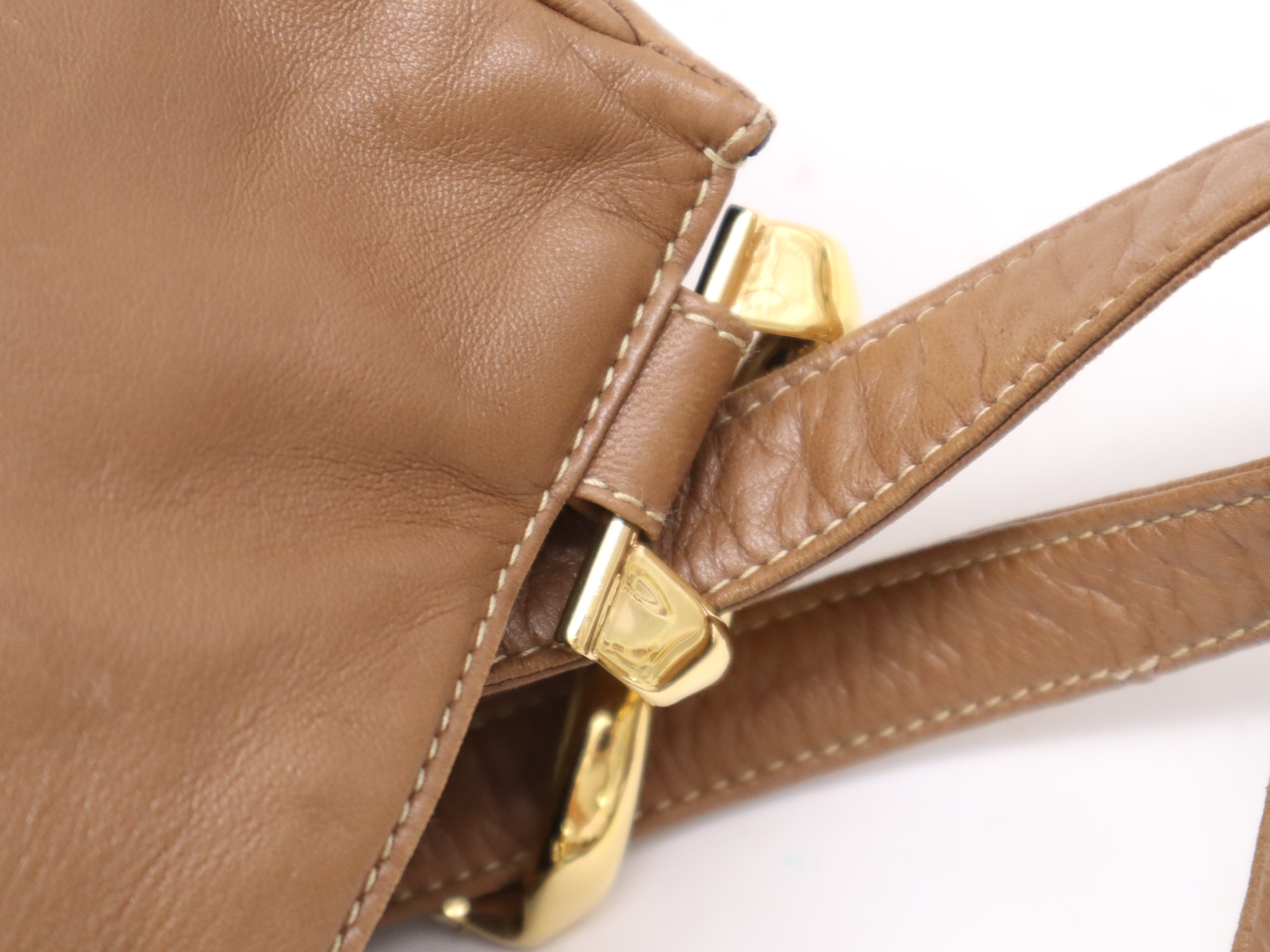 Leather Anagram Shoulder Bag Brown GD Metal Fittings Storage Bag Included Shoulder Bag — view 8