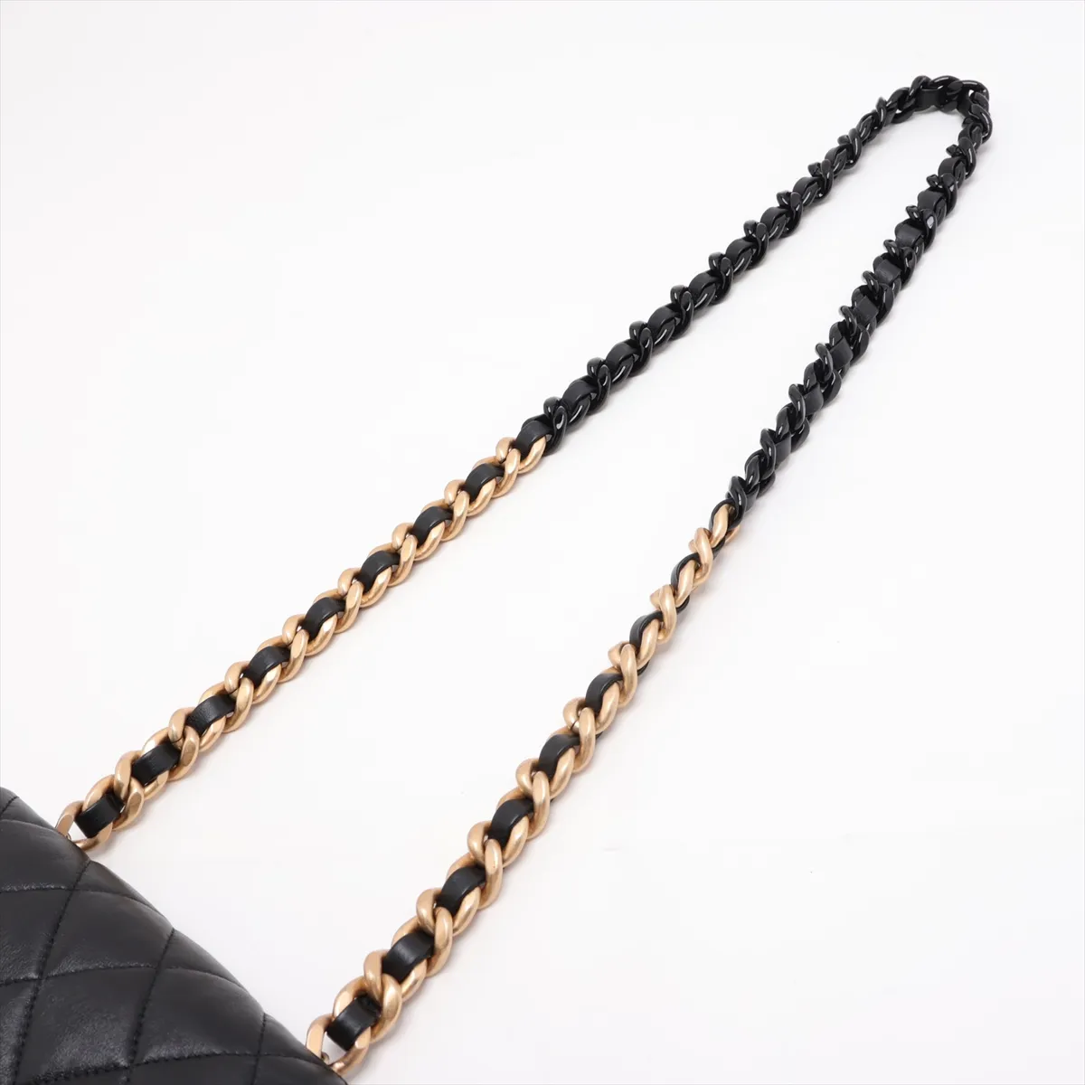 Matelassé Lambskin Single Flap Single Chain Bag, Black with Gold and Black Hardware, HAX7E0KH, Random Plate — view 5