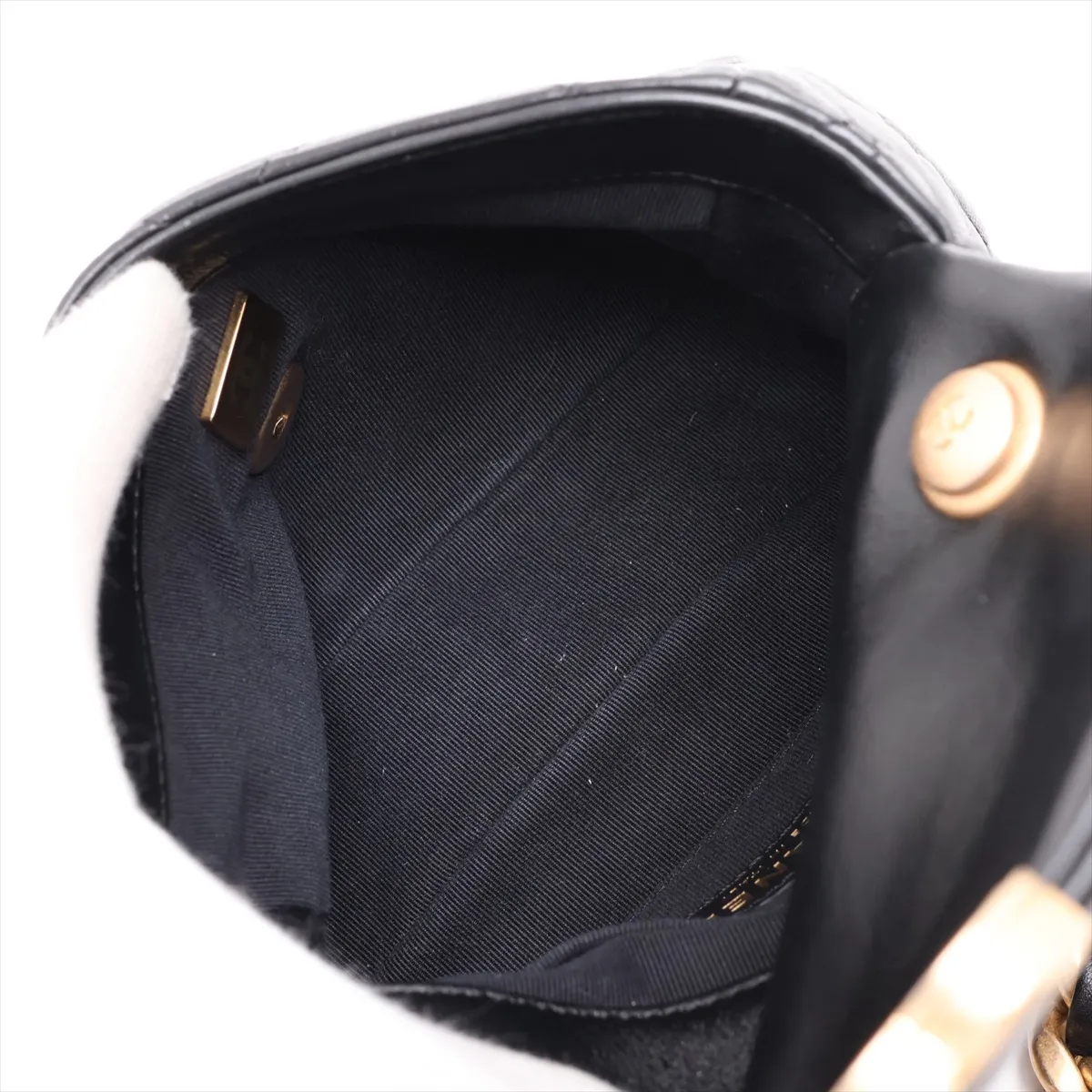 Matelassé Lambskin Single Flap Single Chain Bag, Black with Gold and Black Hardware, HAX7E0KH, Random Plate — view 6