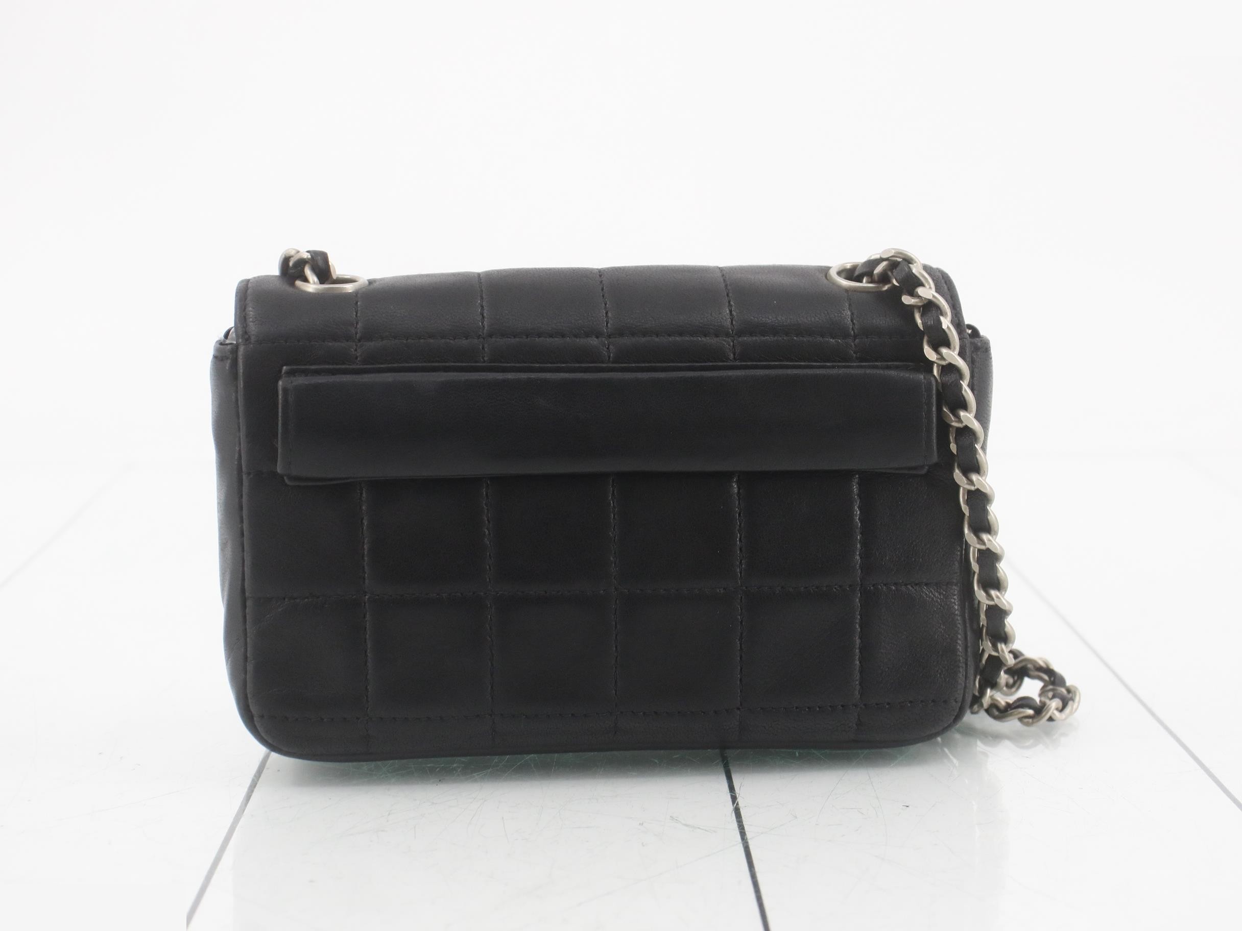 Chocolate Bar Leather Coco Mark Chain Shoulder Bag, Black — view 2