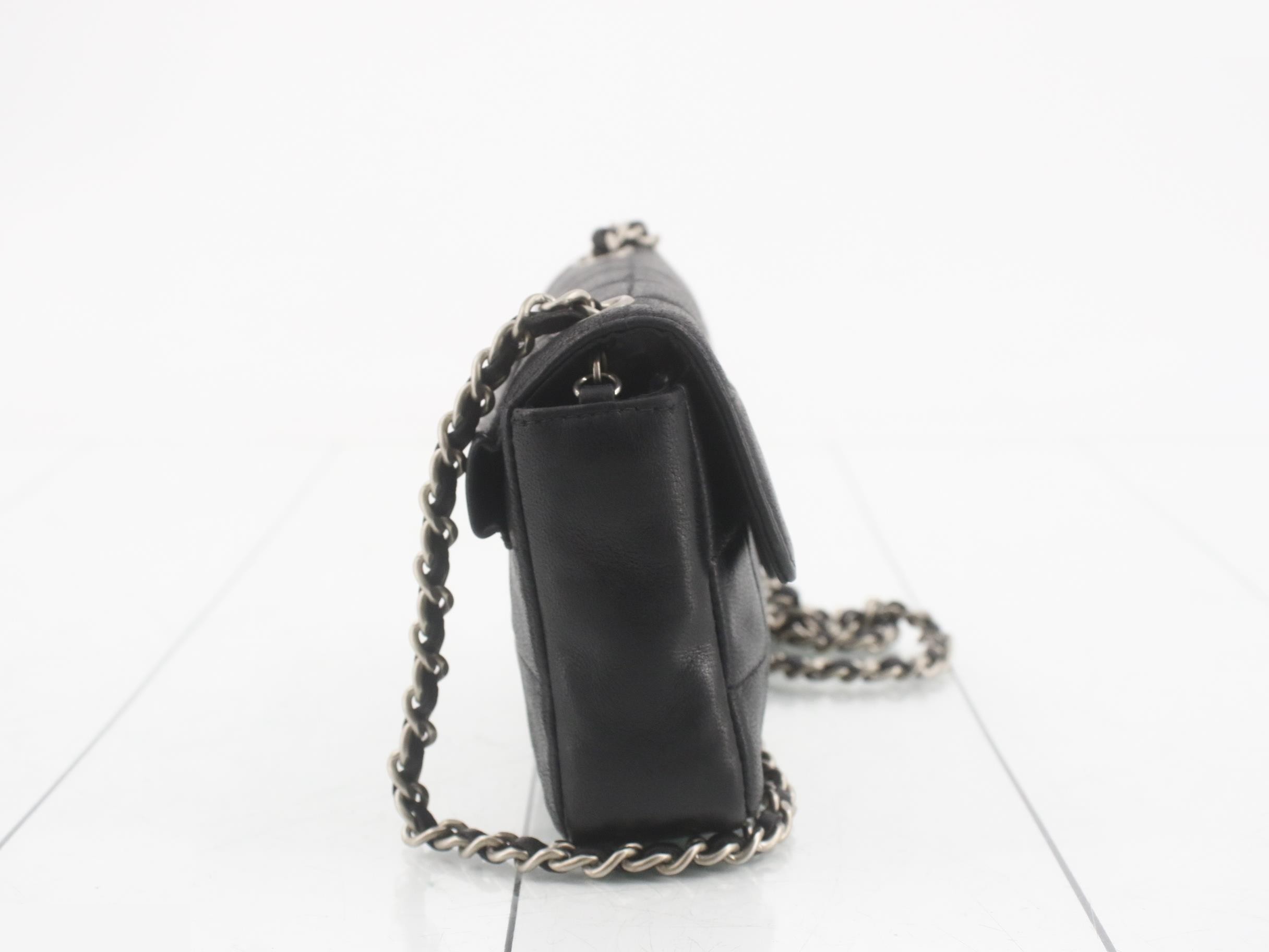 Chocolate Bar Leather Coco Mark Chain Shoulder Bag, Black — view 4