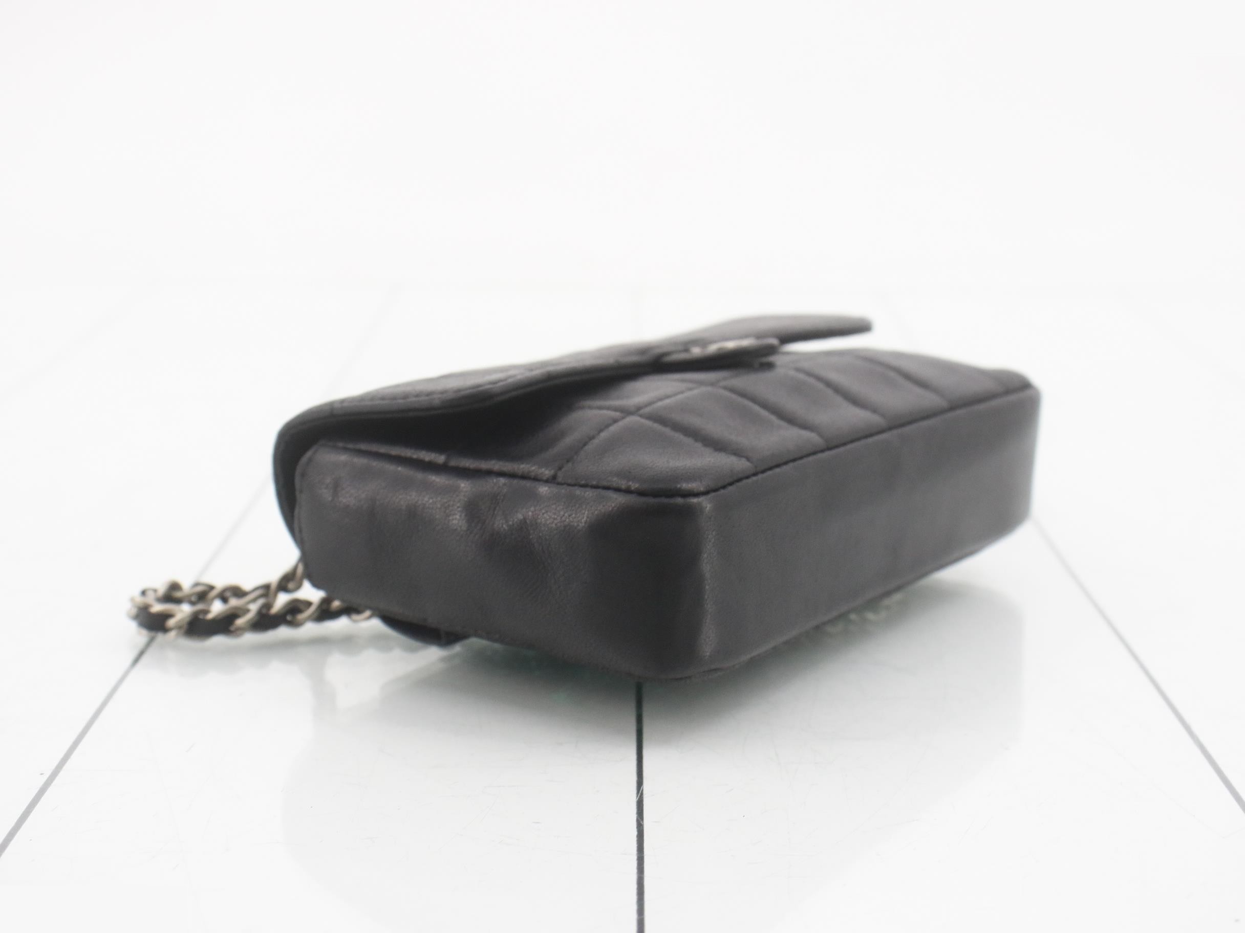 Chocolate Bar Leather Coco Mark Chain Shoulder Bag, Black — view 5