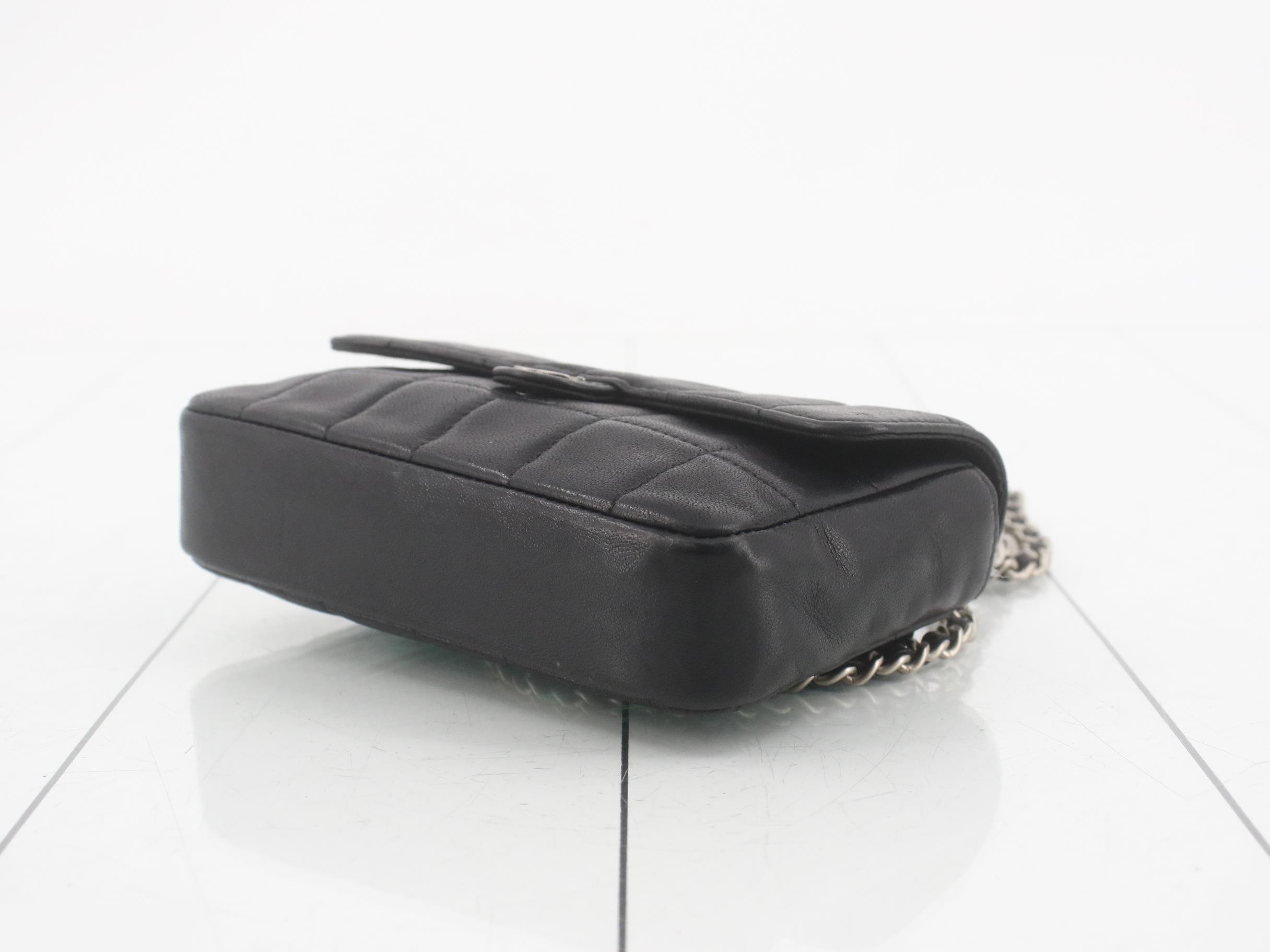 Chocolate Bar Leather Coco Mark Chain Shoulder Bag, Black — view 6