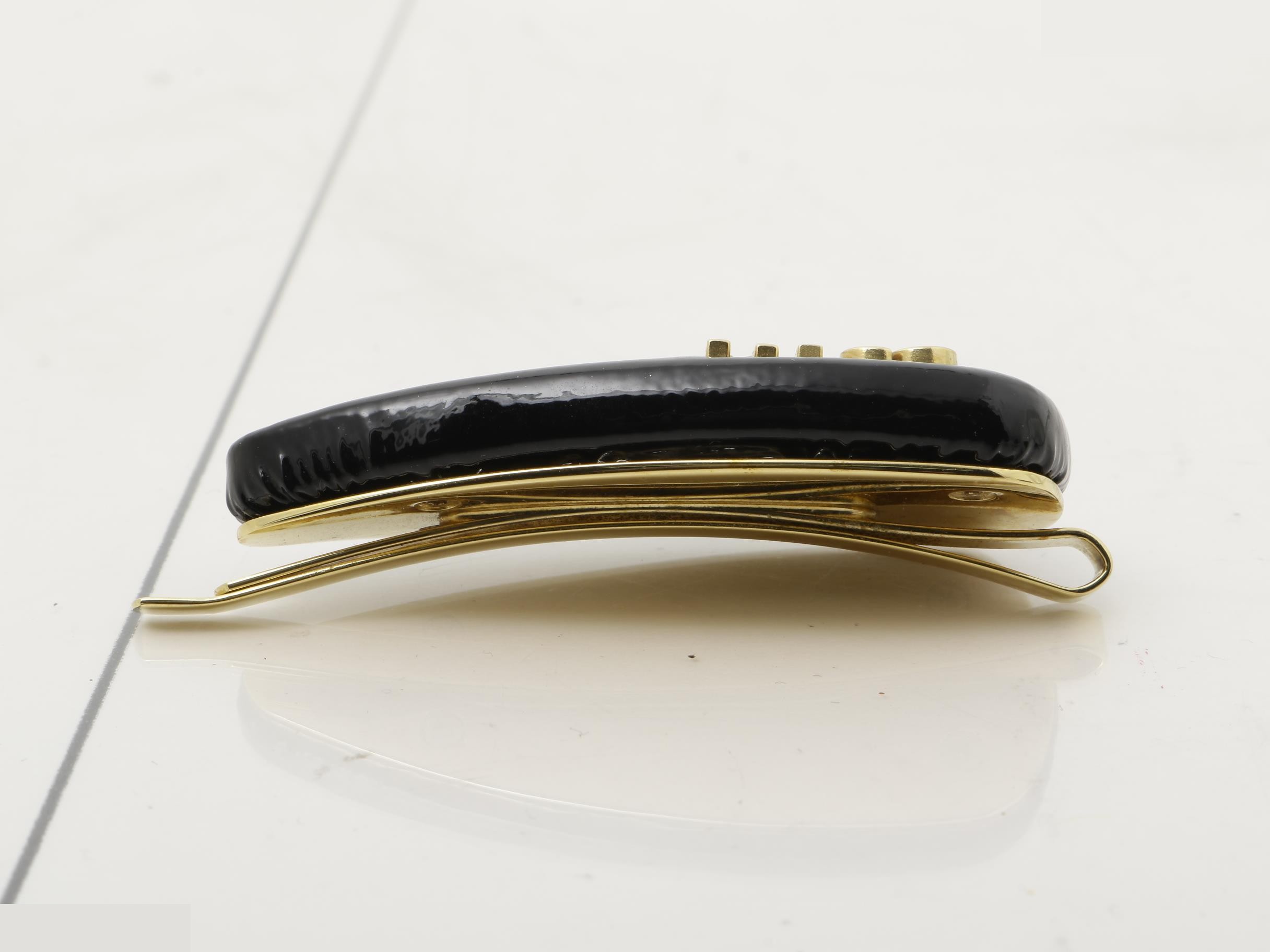 Hairpin, black, patent leather — view 3