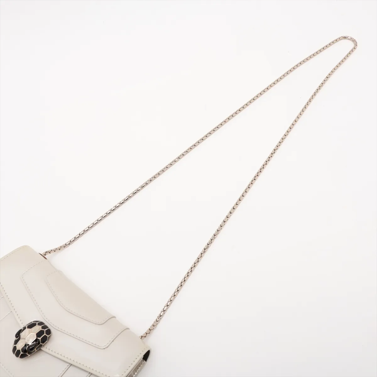 Serpenti Forever Patent Leather Chain Shoulder Bag, Gray, with Mirror — view 5
