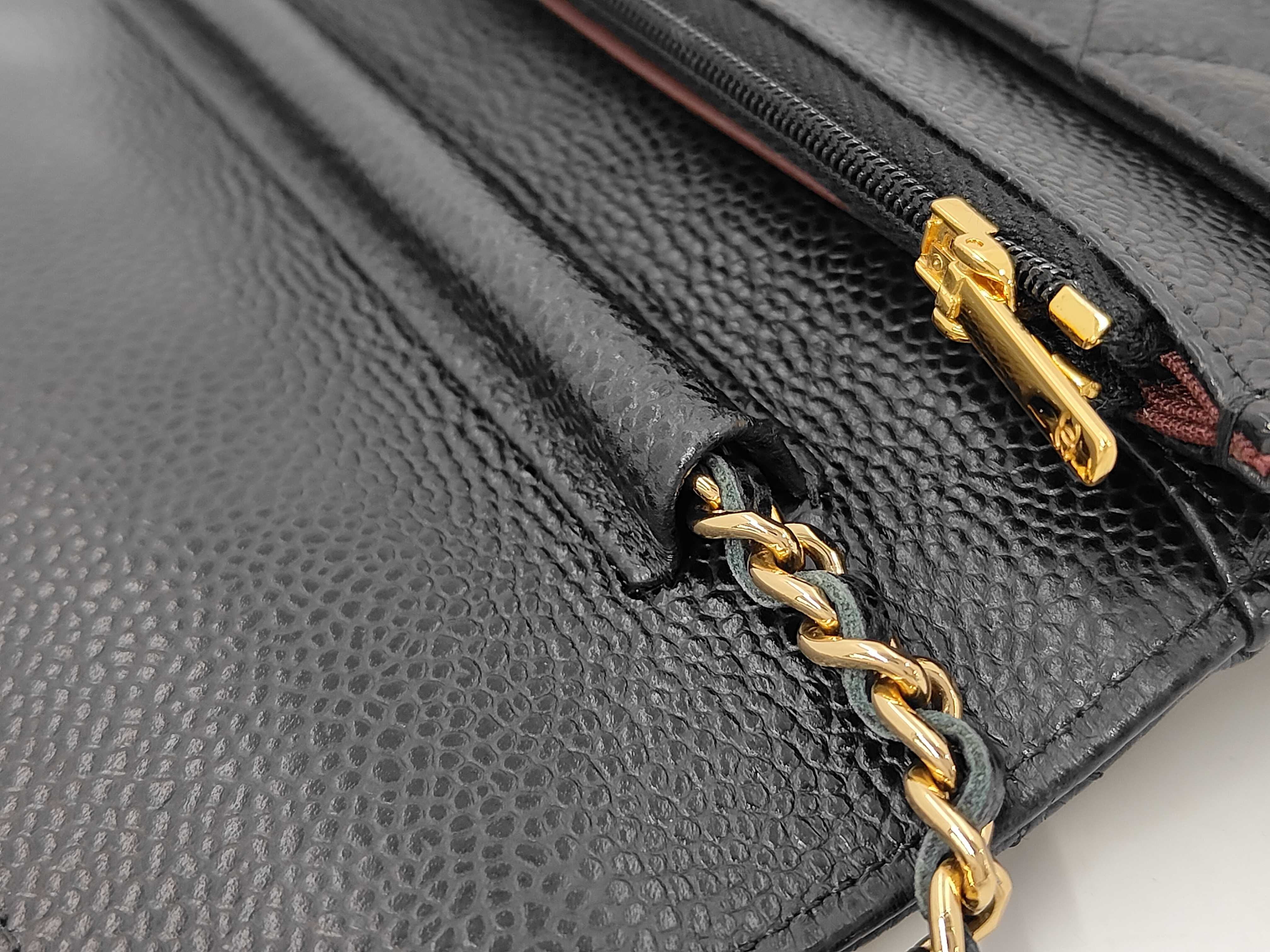 Matelassé Chain Wallet, Caviar Leather, Black with Gold Hardware, 29663067 Shoulder Bag — view 5