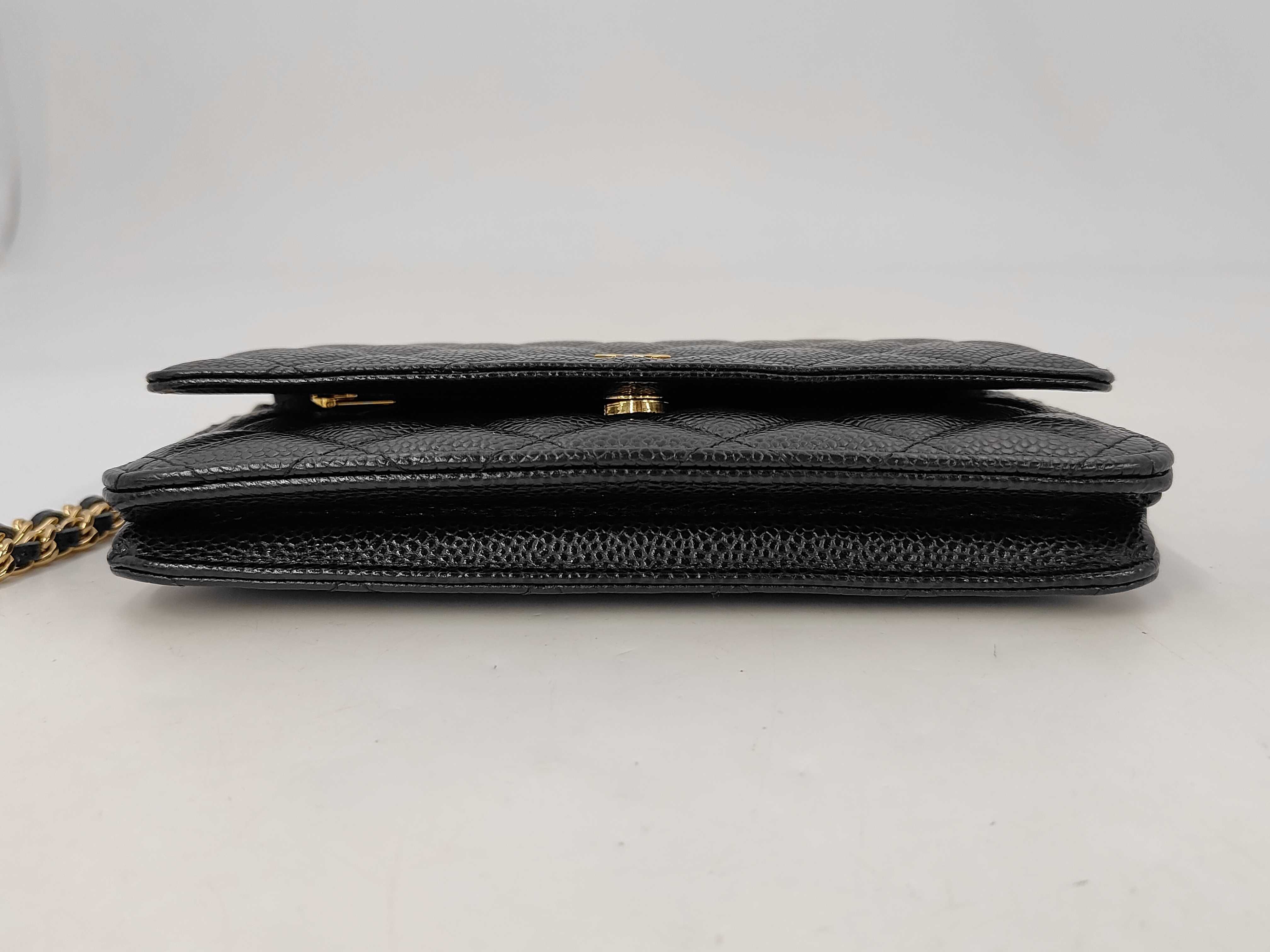 Matelassé Chain Wallet, Caviar Leather, Black with Gold Hardware, 29663067 Shoulder Bag — view 7