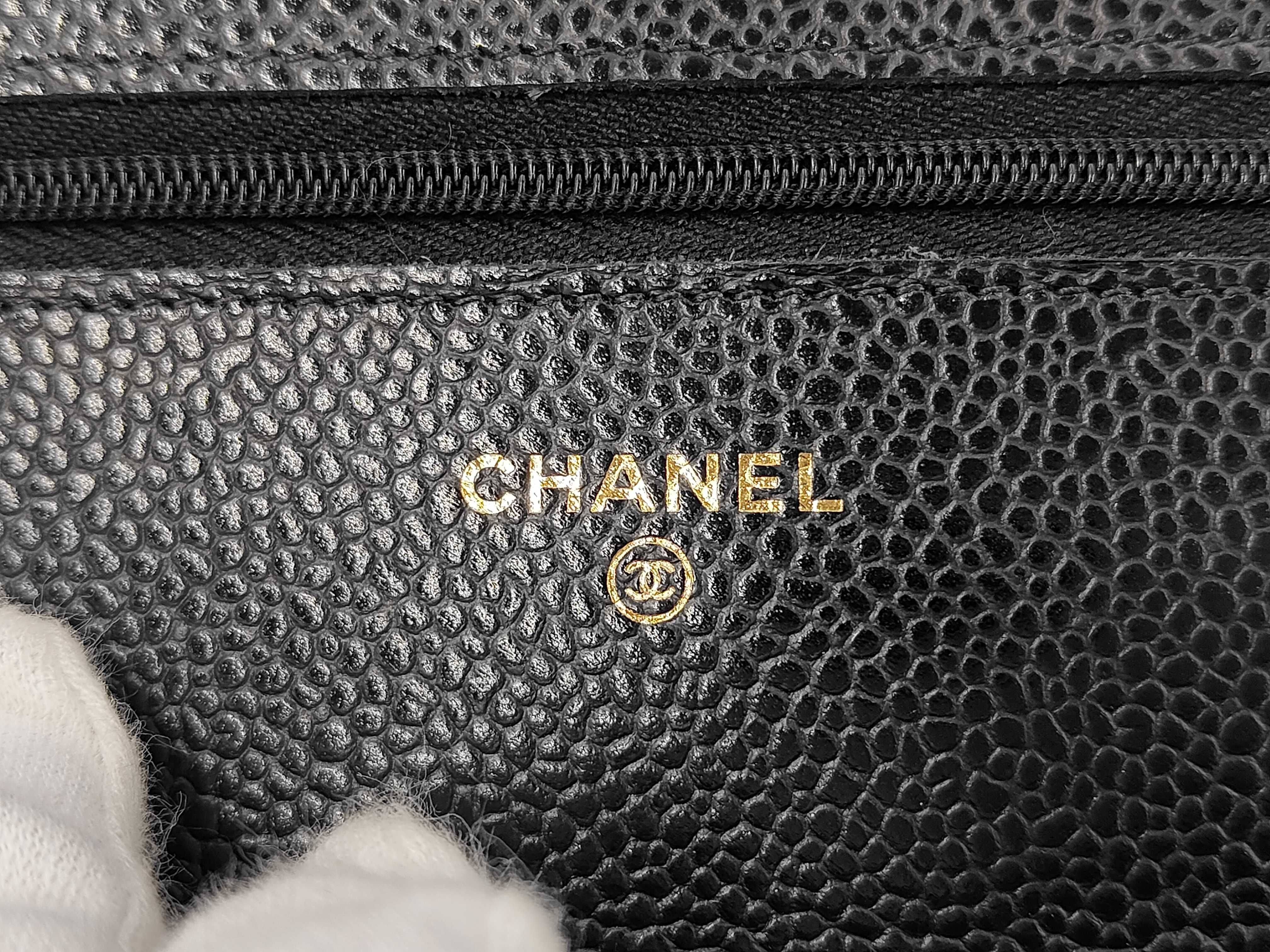 Matelassé Chain Wallet, Caviar Leather, Black with Gold Hardware, 29663067 Shoulder Bag — view 10