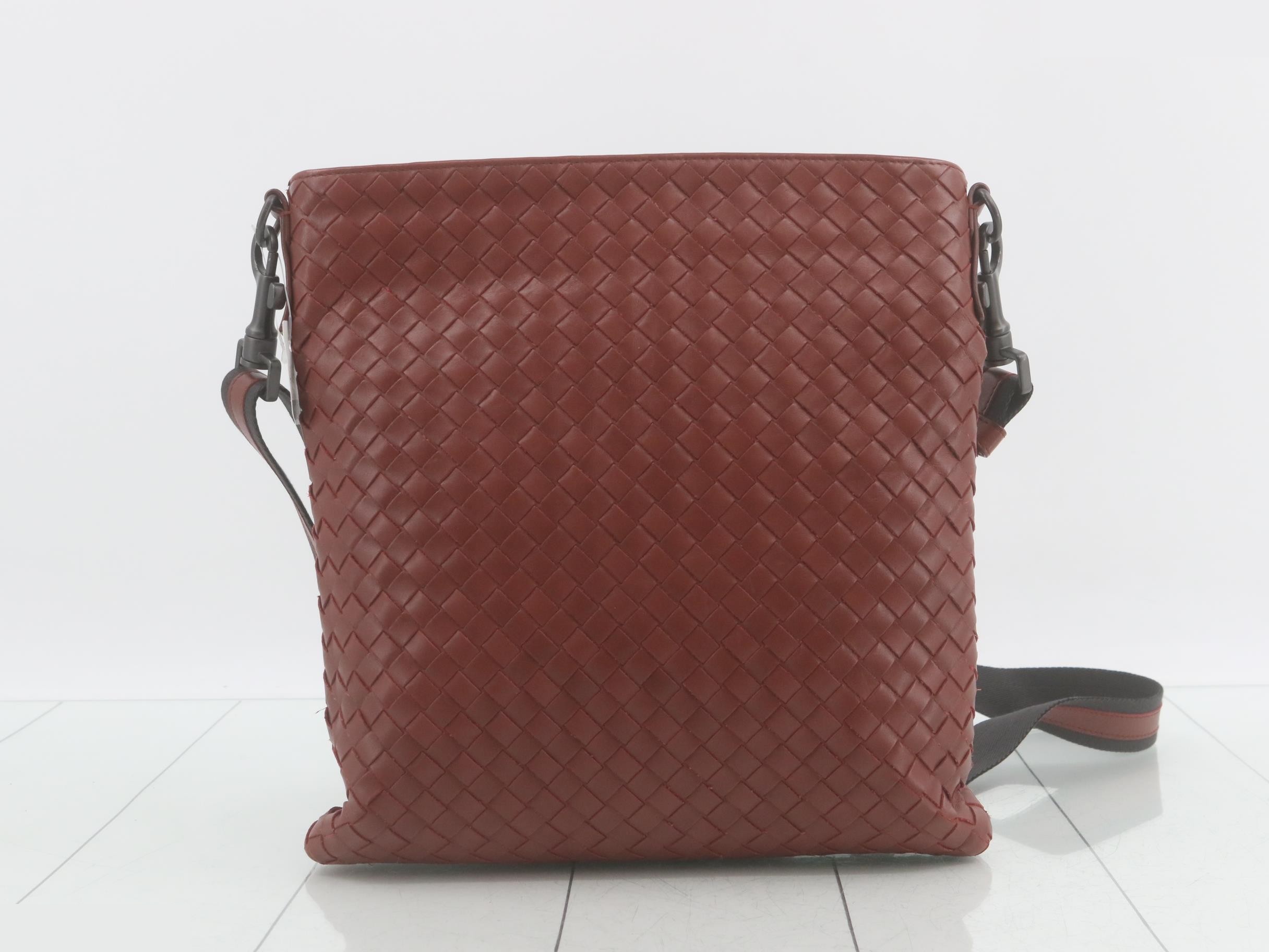 Intrecciato Leather Shoulder Bag, Brown — view 2