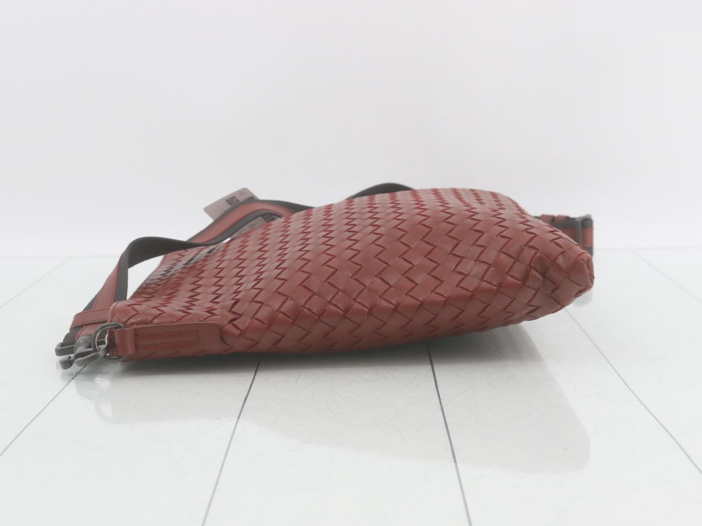 Intrecciato Leather Shoulder Bag, Brown — view 4
