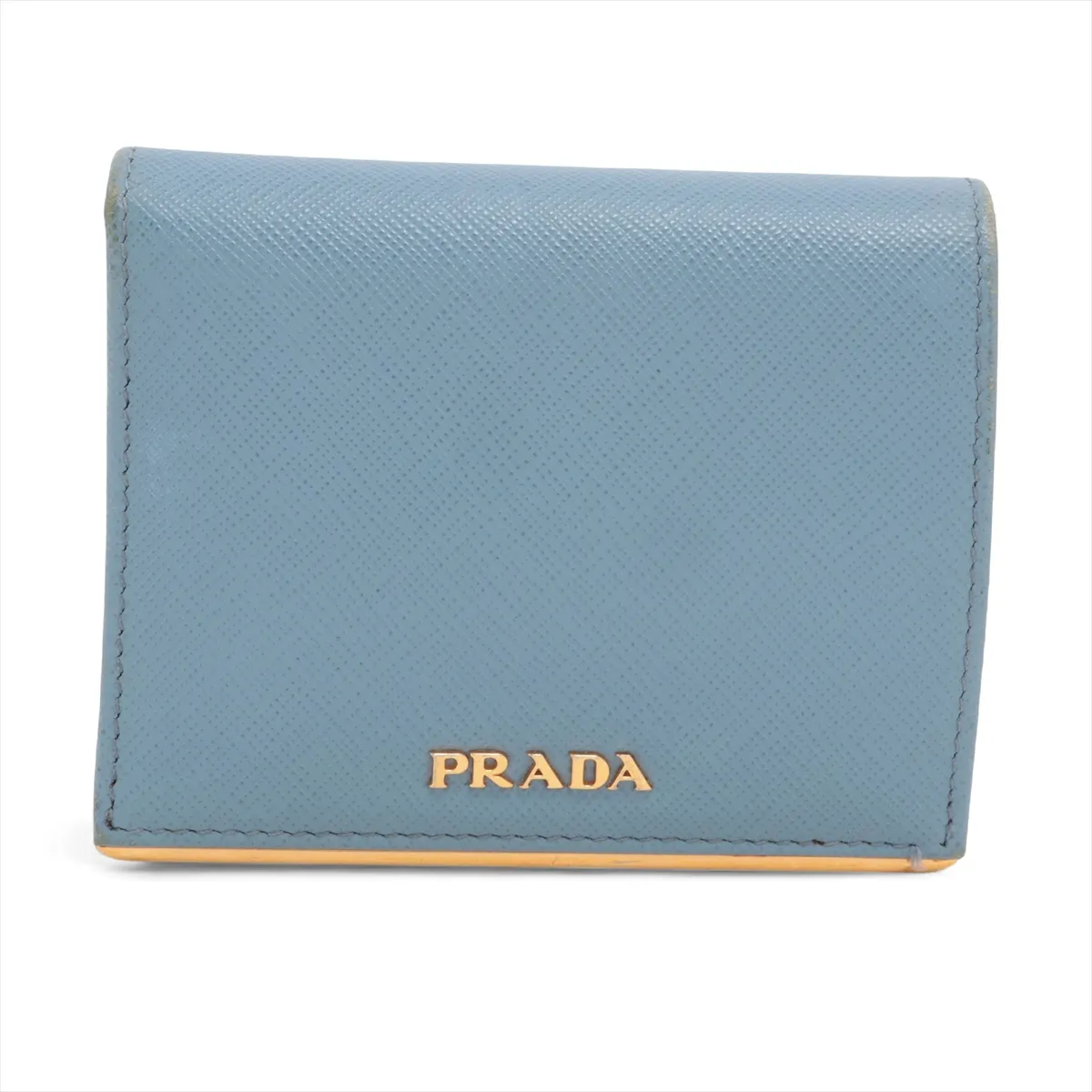 Saffiano Metal 1MV204 Leather Compact Wallet Blue