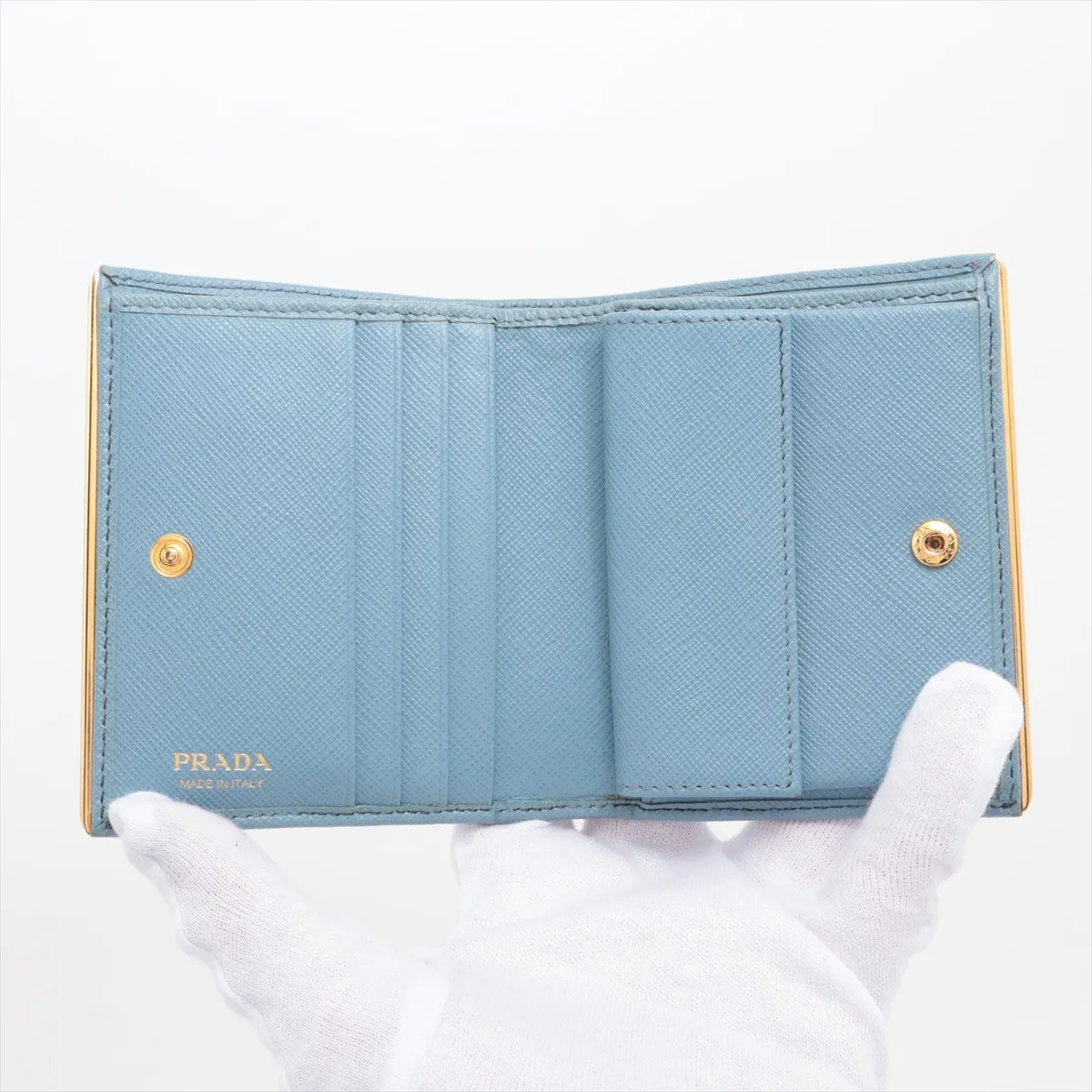 Saffiano Metal 1MV204 Leather Compact Wallet Blue — view 3