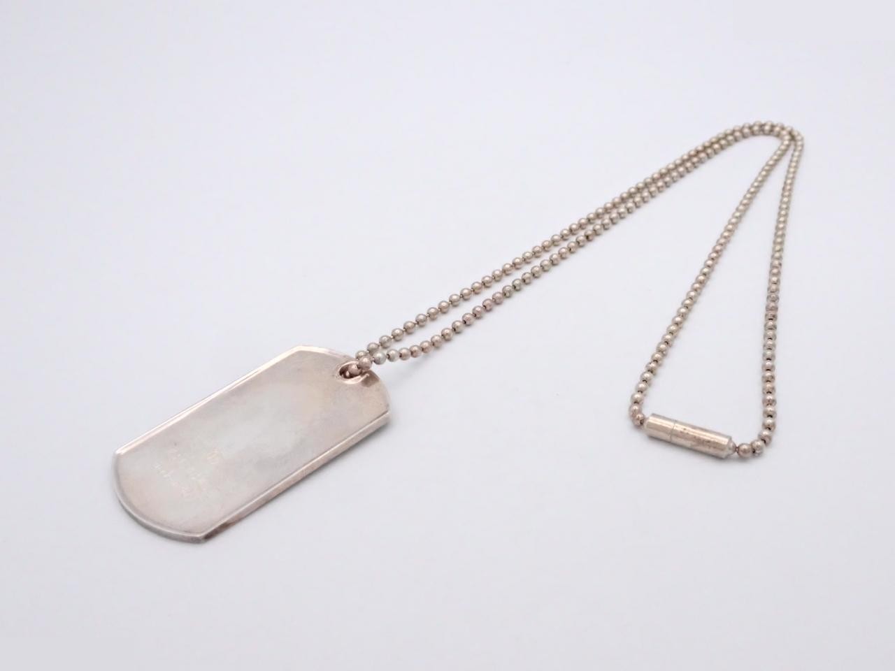 Dog tag necklace, 925 sterling silver, 30.6g, chain approximately 58cm. — view 3