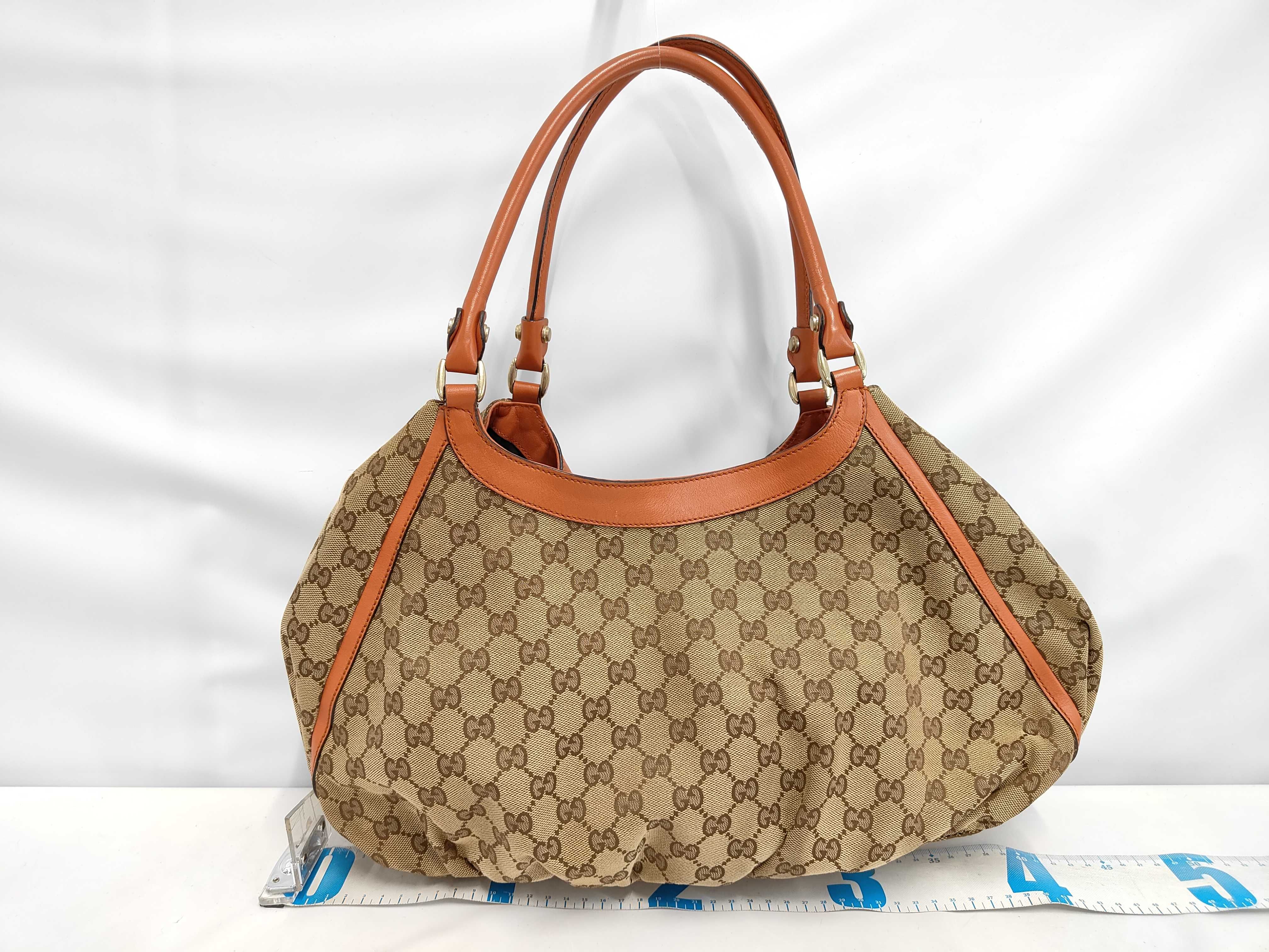 Orange Canvas GG Monogram D-Ring Shoulder Bag (Handbag) — view 2