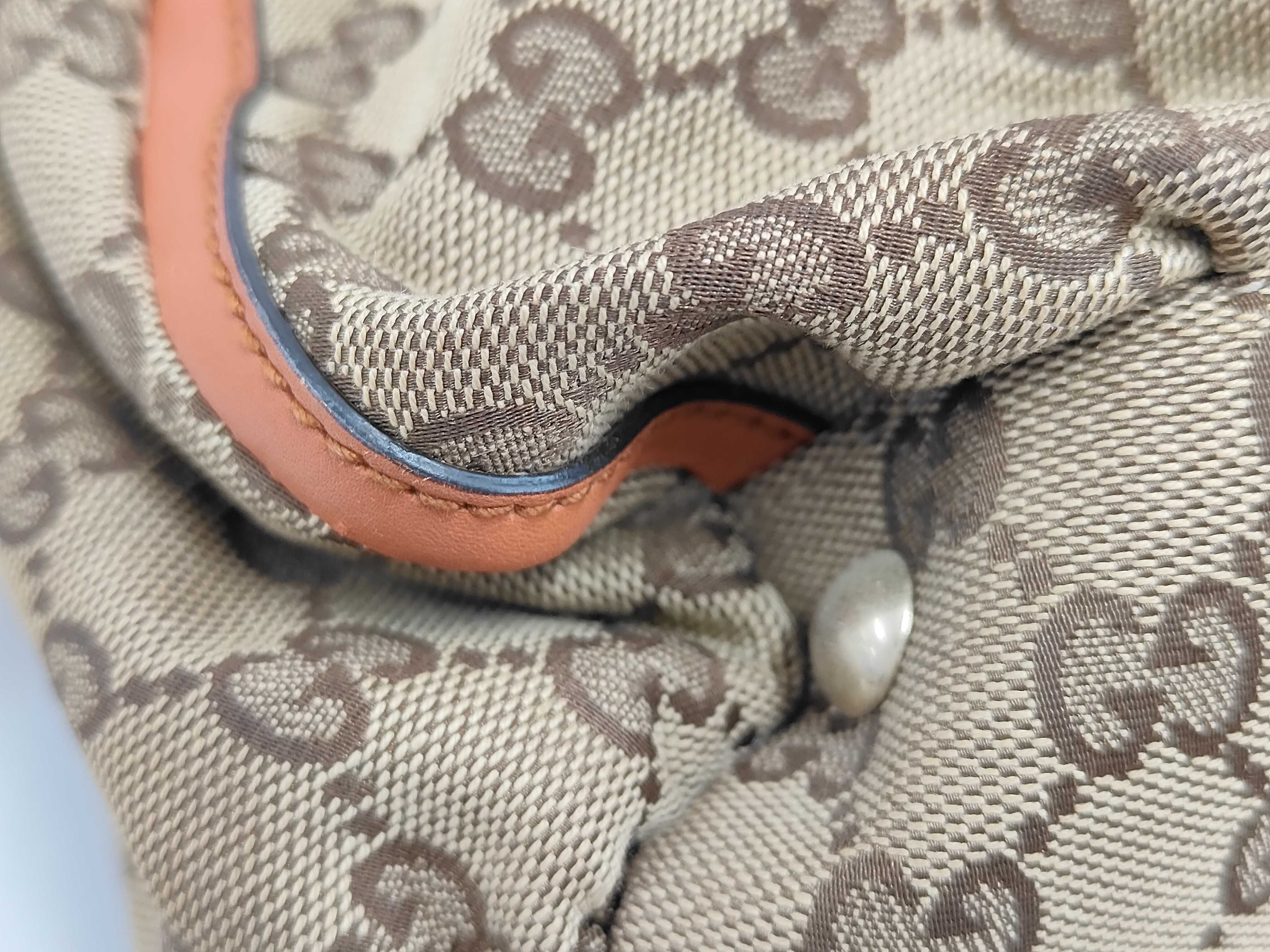 Orange Canvas GG Monogram D-Ring Shoulder Bag (Handbag) — view 3