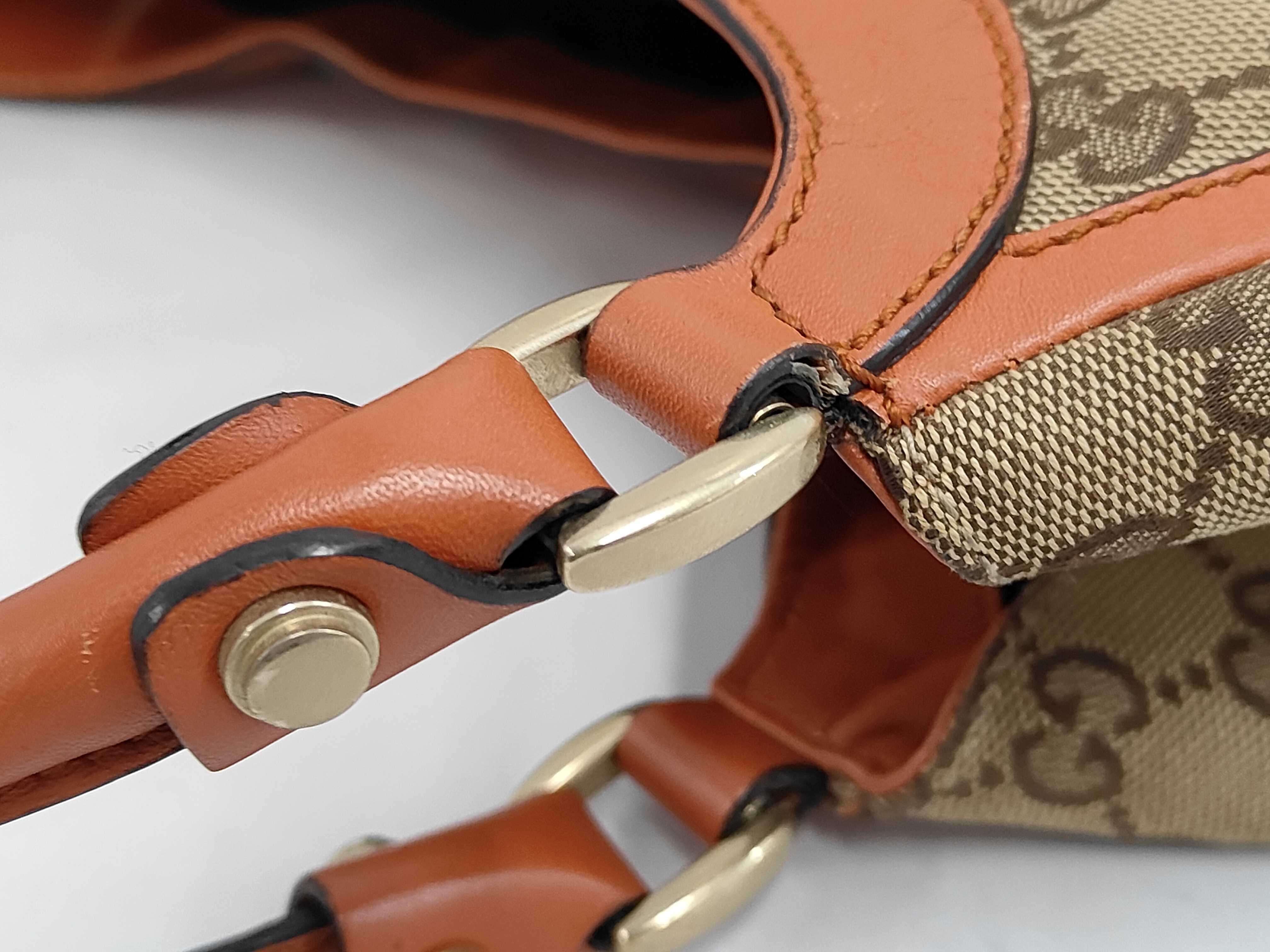 Orange Canvas GG Monogram D-Ring Shoulder Bag (Handbag) — view 6