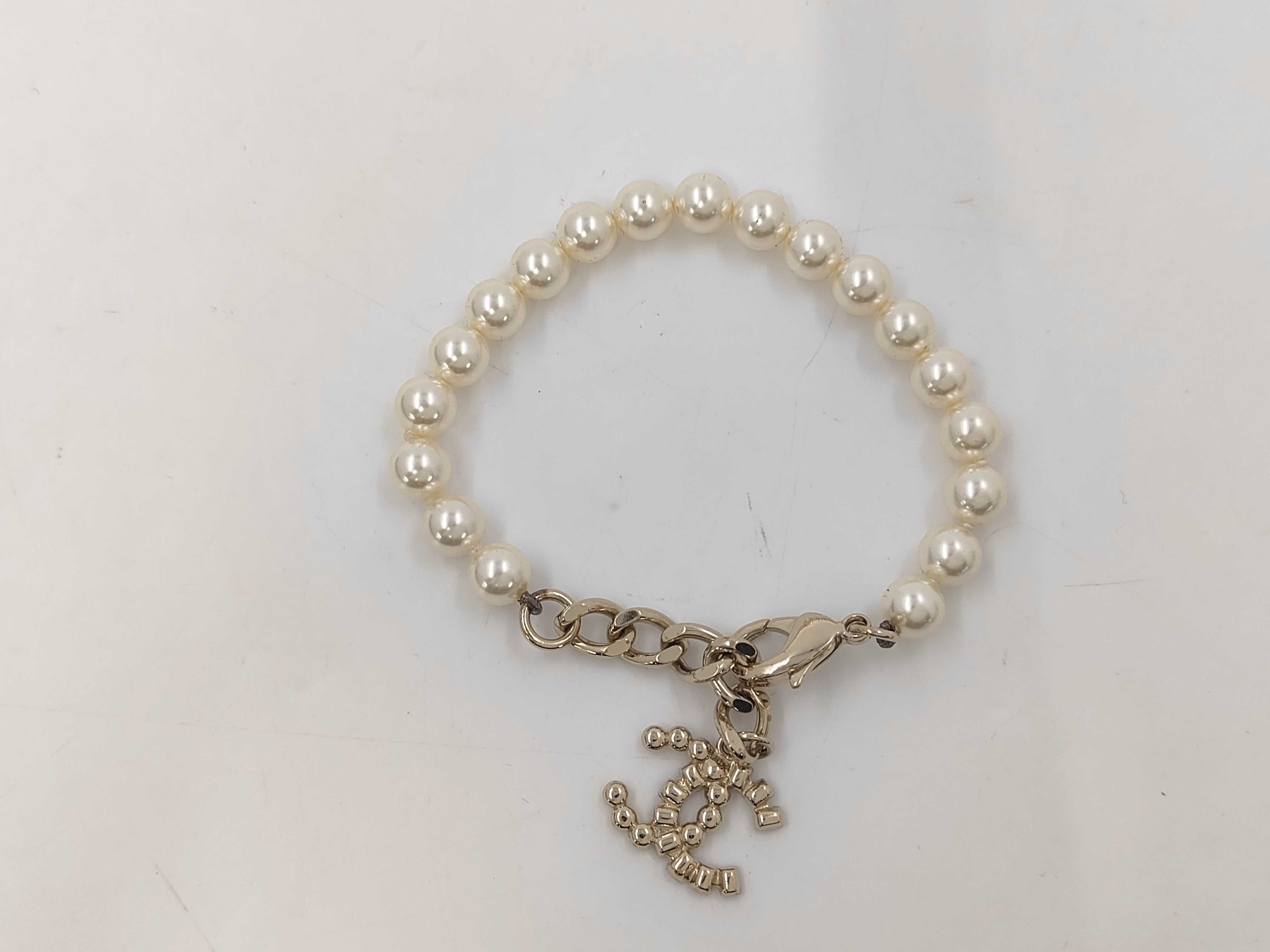 Bracelet/Bangle with Gold Plated Hardware and Faux Pearls (B17B) — view 2