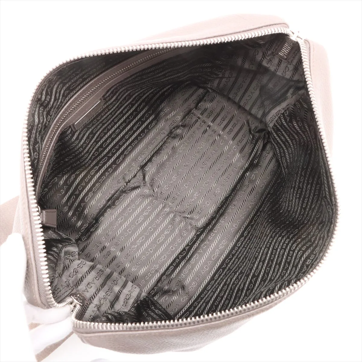 Vitello Dino Leather Shoulder Bag Greige — view 6