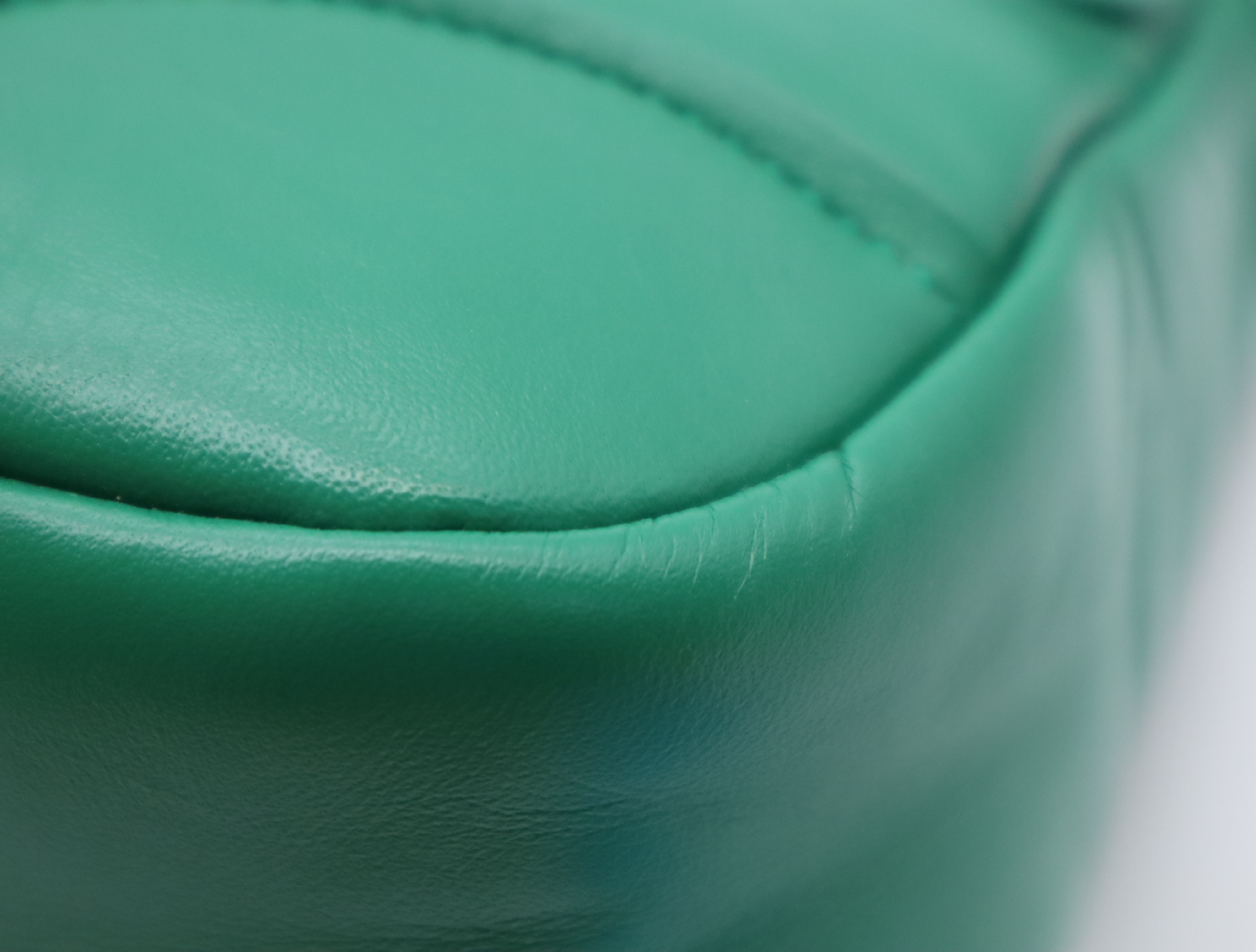 1BA381 Leather Padded Nappa Moon Handbag, Green, with Shoulder Strap, Clochette, and Dust Bag. — view 7