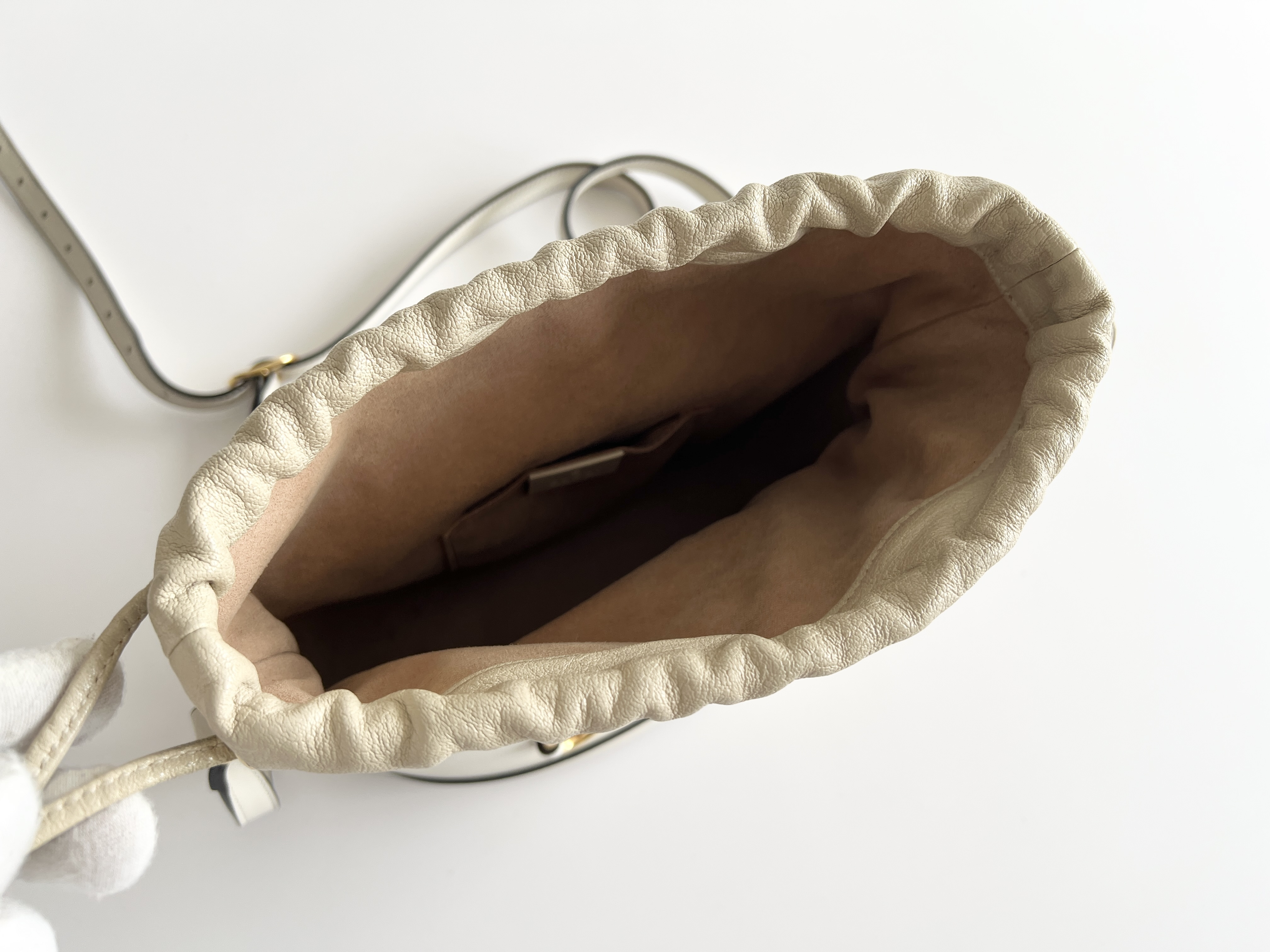 GG Horsebit 1955 Canvas Leather Drawstring Bucket Shoulder Bag — view 4