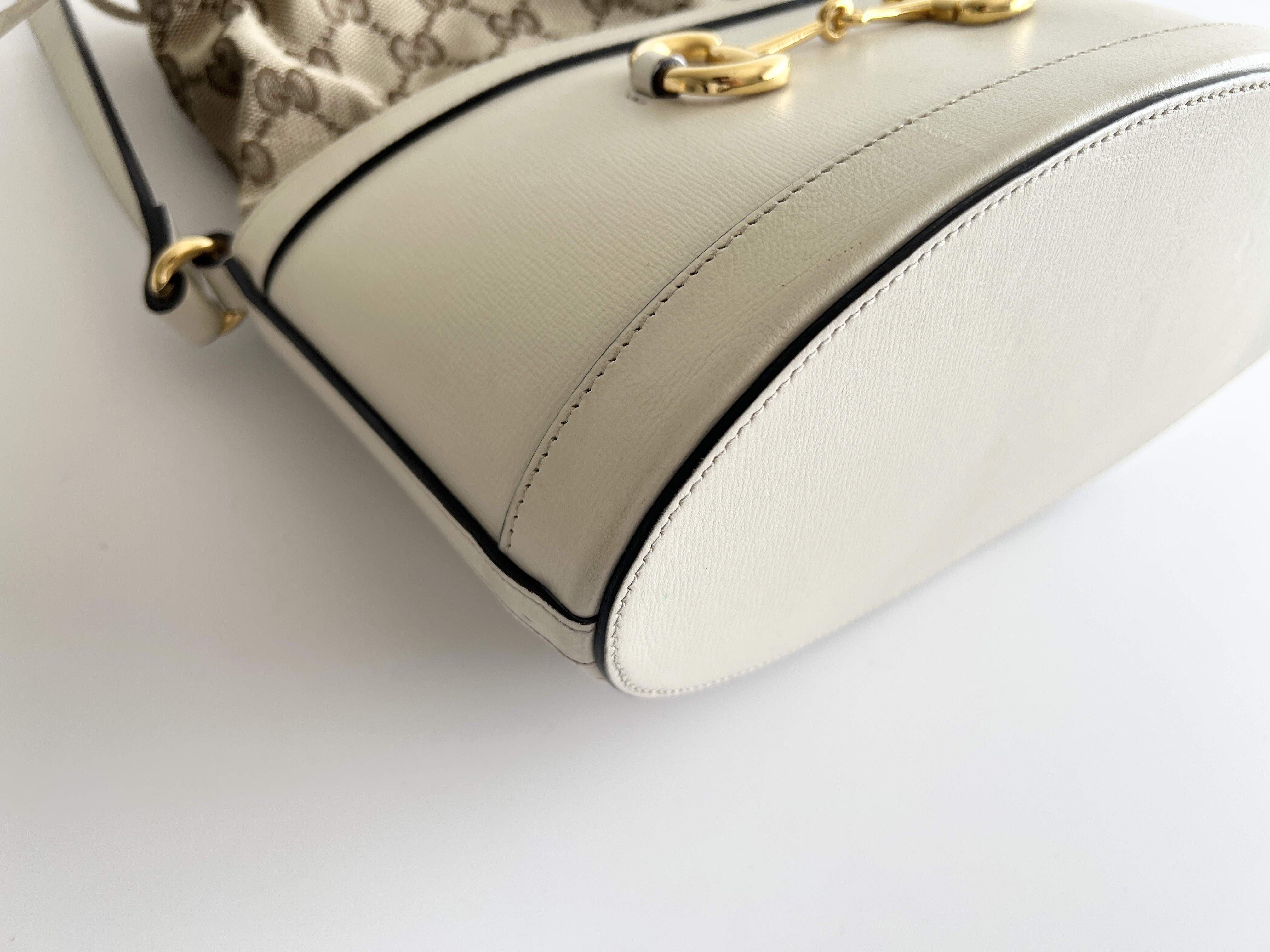 GG Horsebit 1955 Canvas Leather Drawstring Bucket Shoulder Bag — view 9