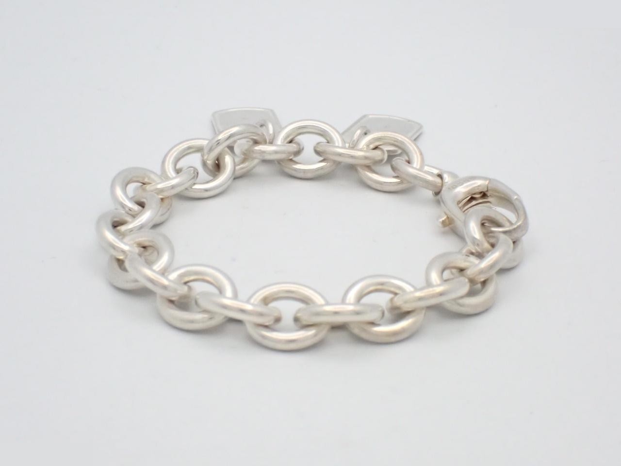 Double Dog Tag Bracelet, SV925 / 52.2g, Stamped, 17cm — view 2