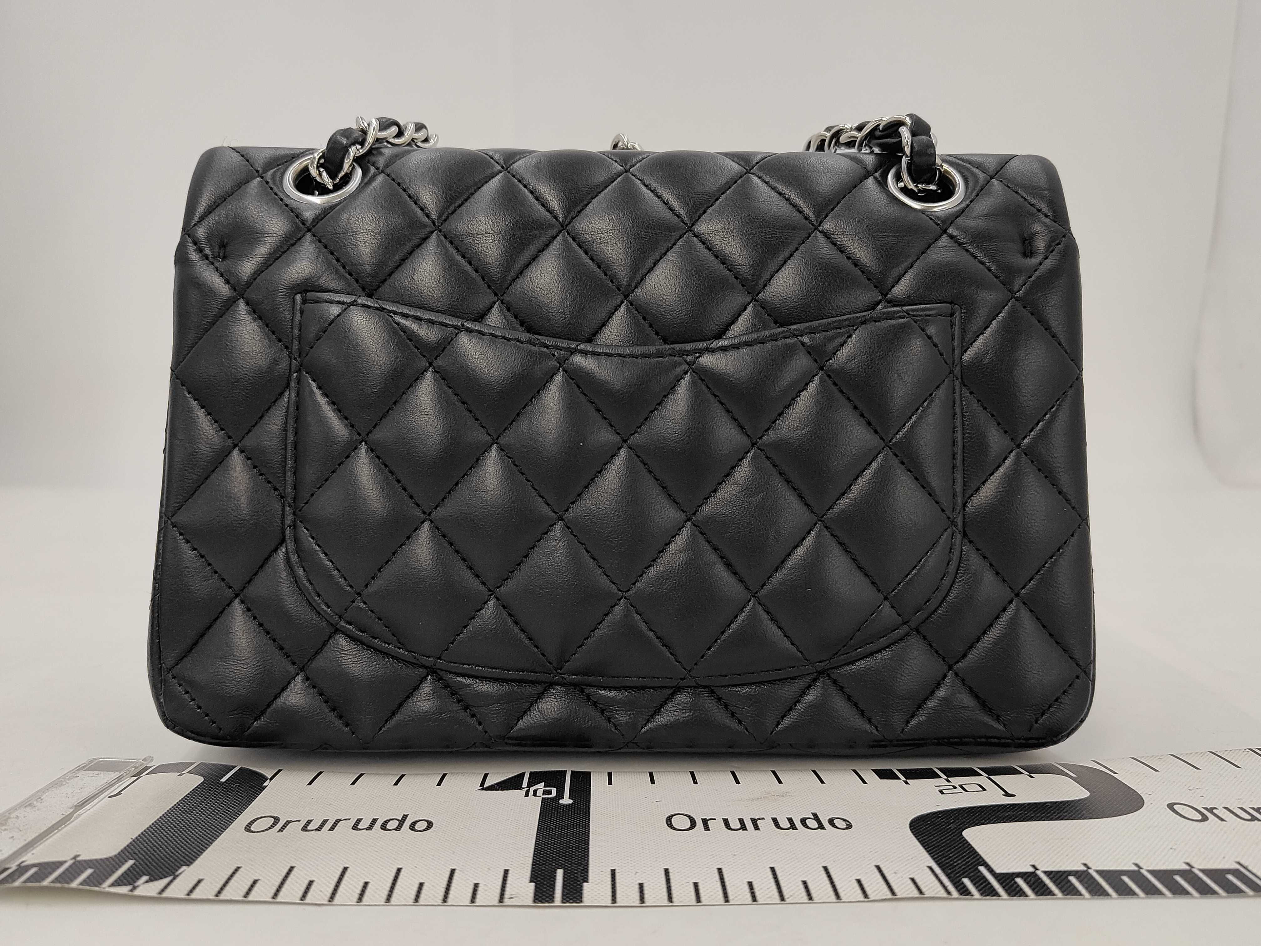 CF Small Double Flap Chain Bag Black Silver Buckle Shoulder Bag — view 2