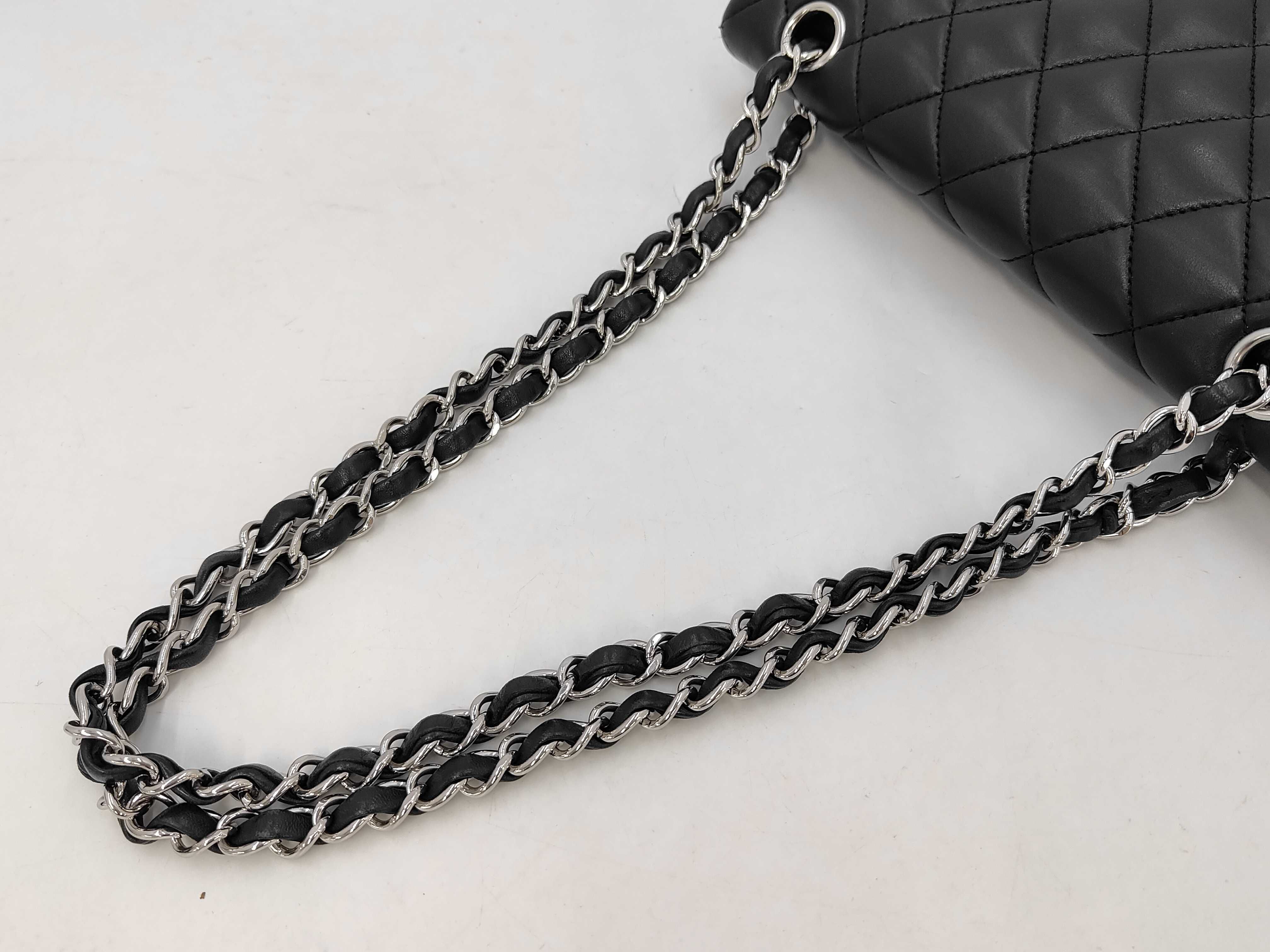 CF Small Double Flap Chain Bag Black Silver Buckle Shoulder Bag — view 3