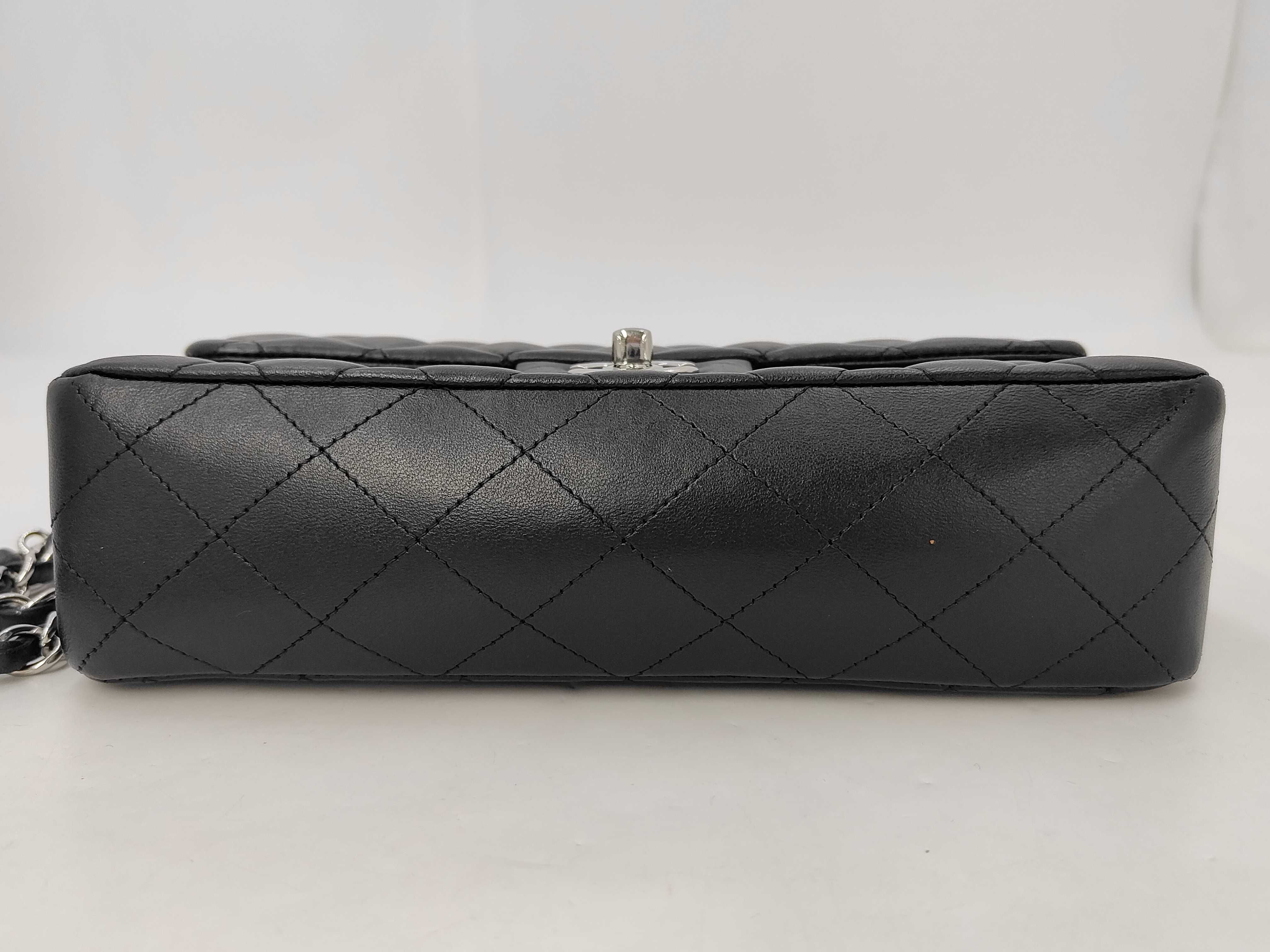 CF Small Double Flap Chain Bag Black Silver Buckle Shoulder Bag — view 8