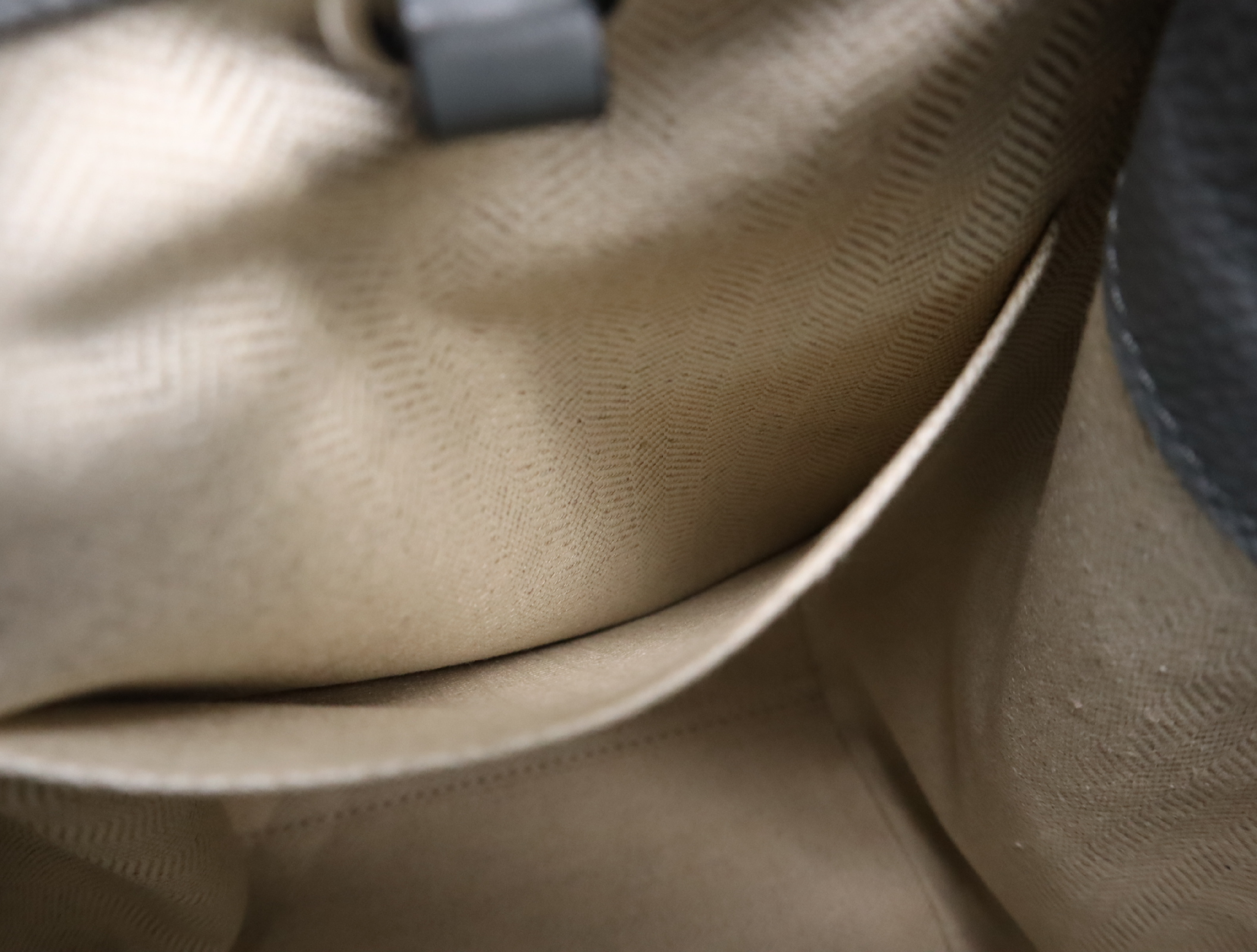 Leather Hammock Drawstring Medium Grey Shoulder Bag with Silver Hardware and Shoulder Strap — view 13
