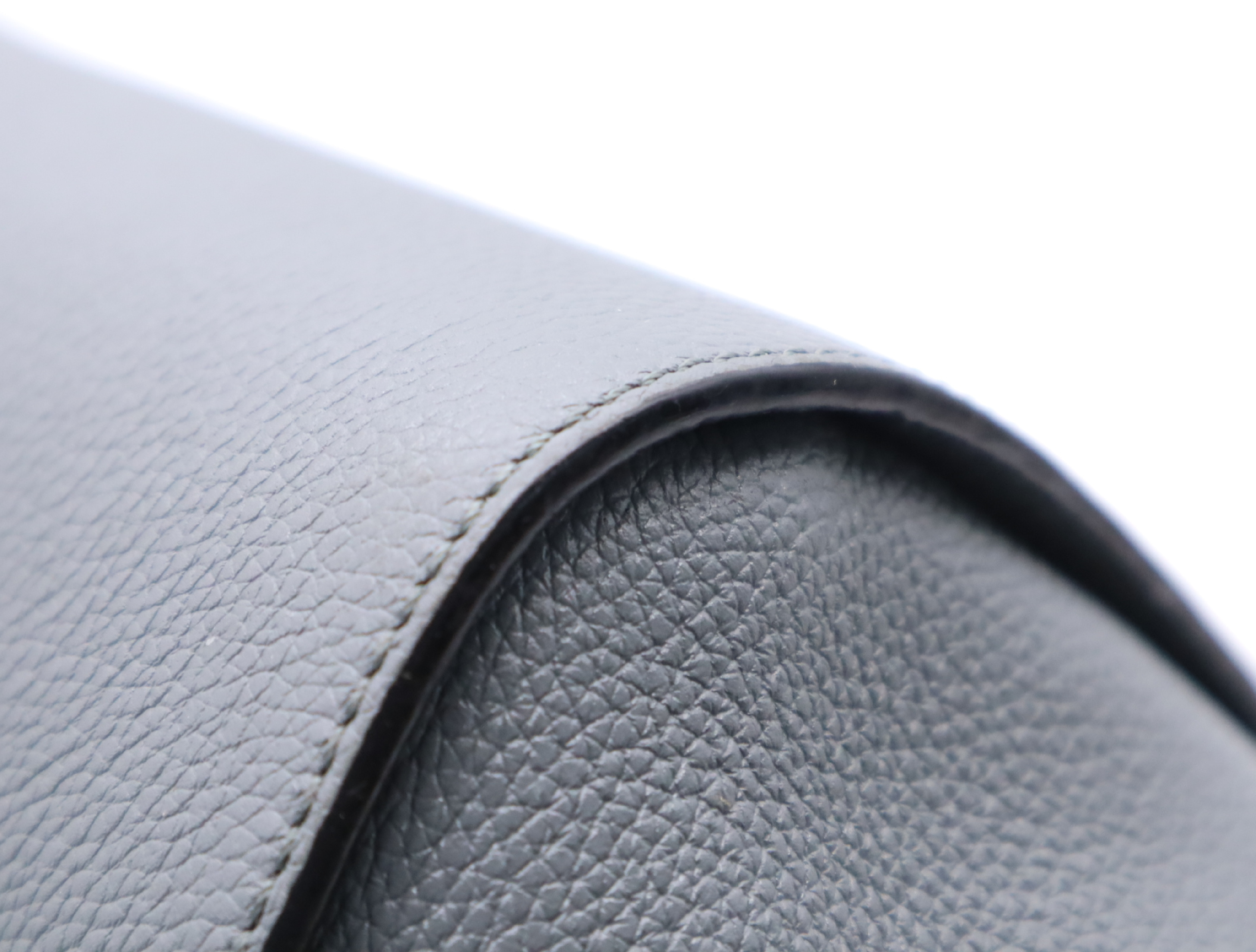 Leather Hammock Drawstring Medium Grey Shoulder Bag with Silver Hardware and Shoulder Strap — view 7