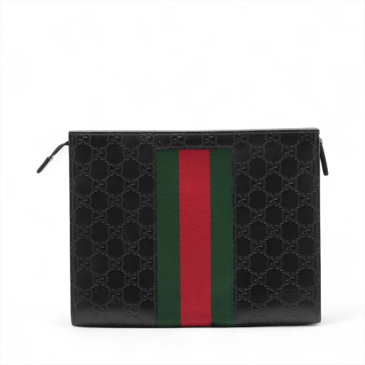 Guccisima Sherry Line Leather x Canvas Clutch Bag Black 475316 — view 2