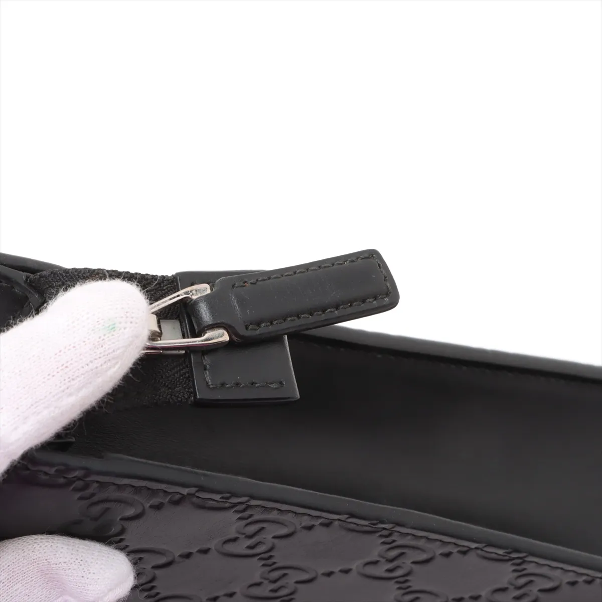 Guccisima Sherry Line Leather x Canvas Clutch Bag Black 475316 — view 8