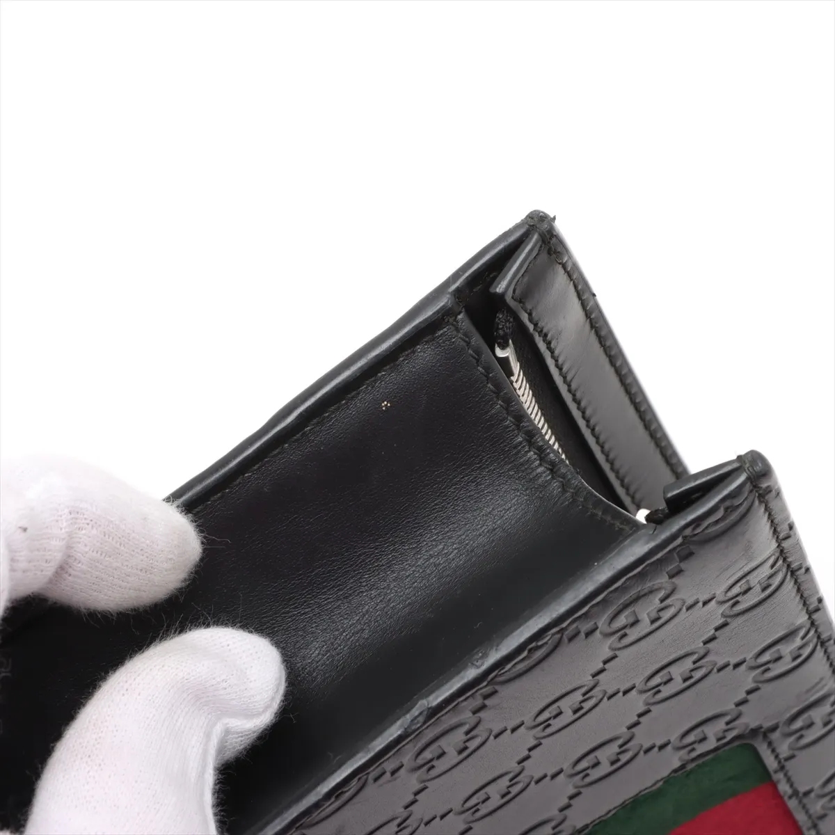Guccisima Sherry Line Leather x Canvas Clutch Bag Black 475316 — view 10