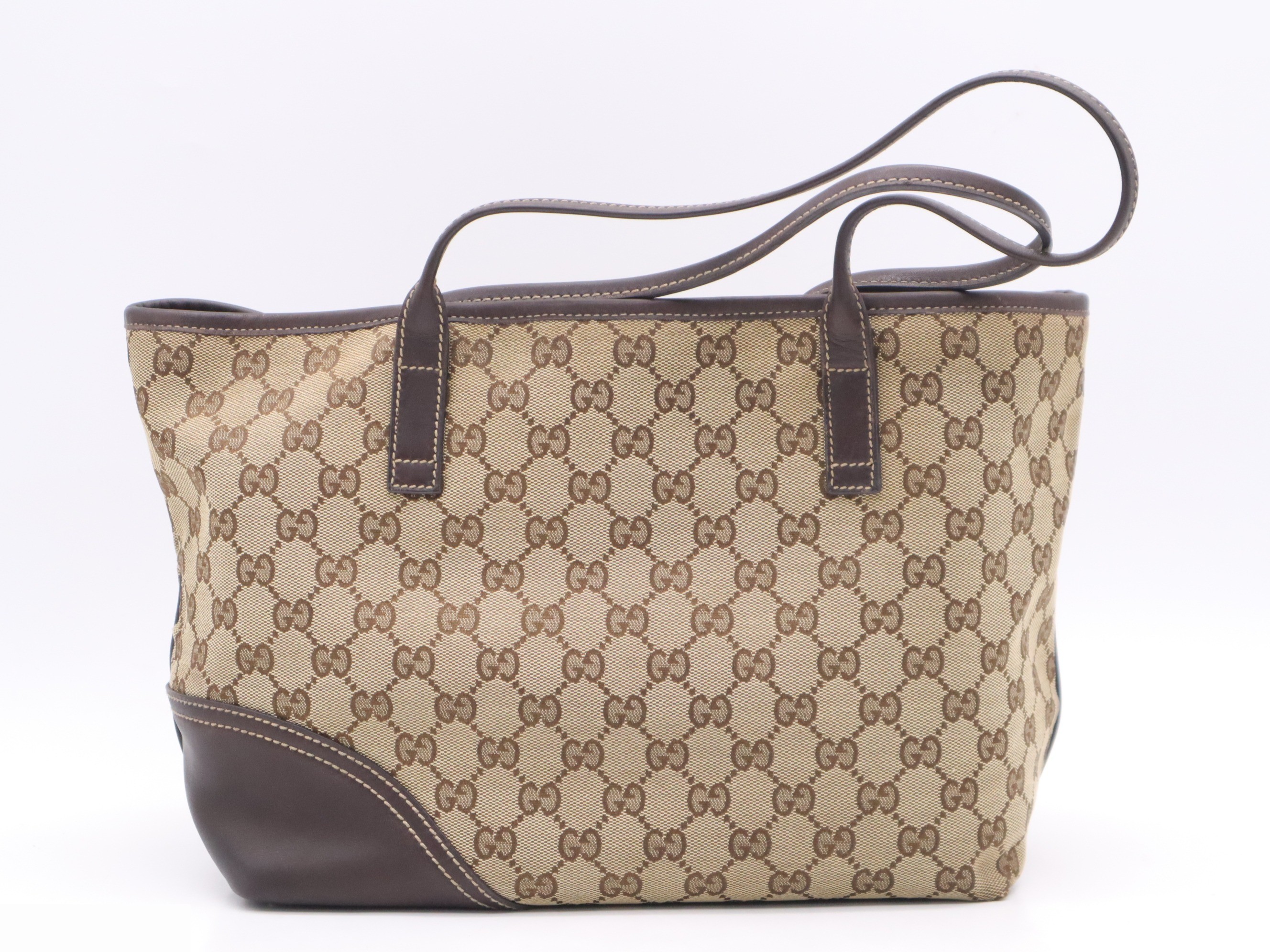 GG Canvas New Brit Tote Bag, Brown, Gold Hardware — view 2