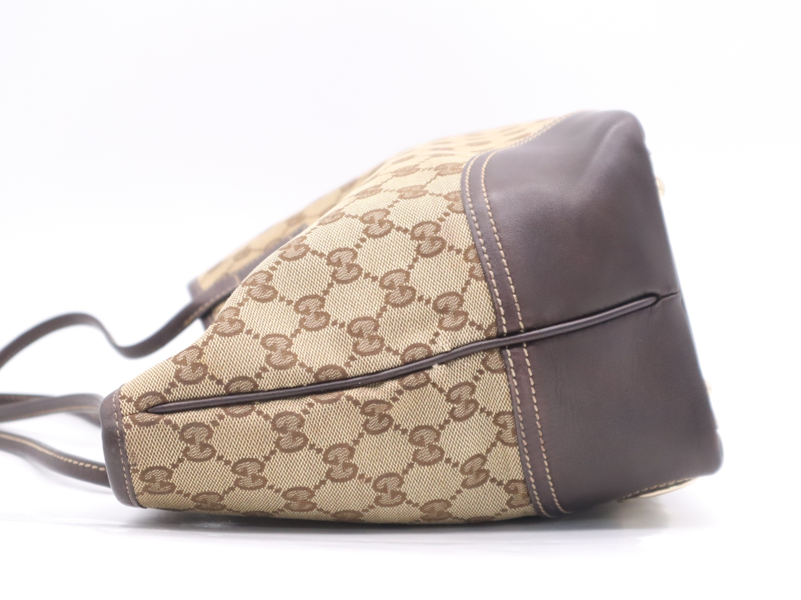GG Canvas New Brit Tote Bag, Brown, Gold Hardware — view 3