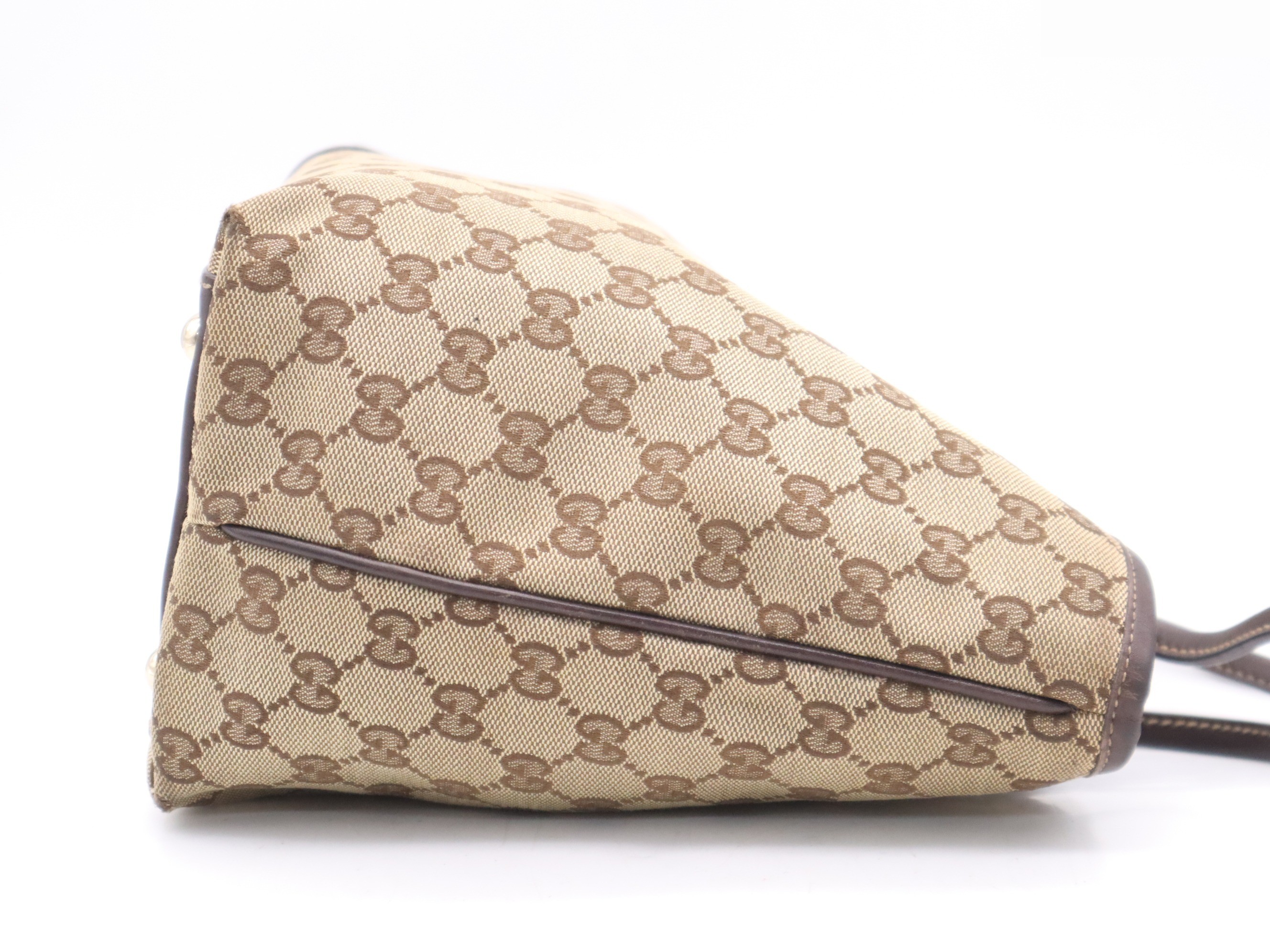 GG Canvas New Brit Tote Bag, Brown, Gold Hardware — view 5