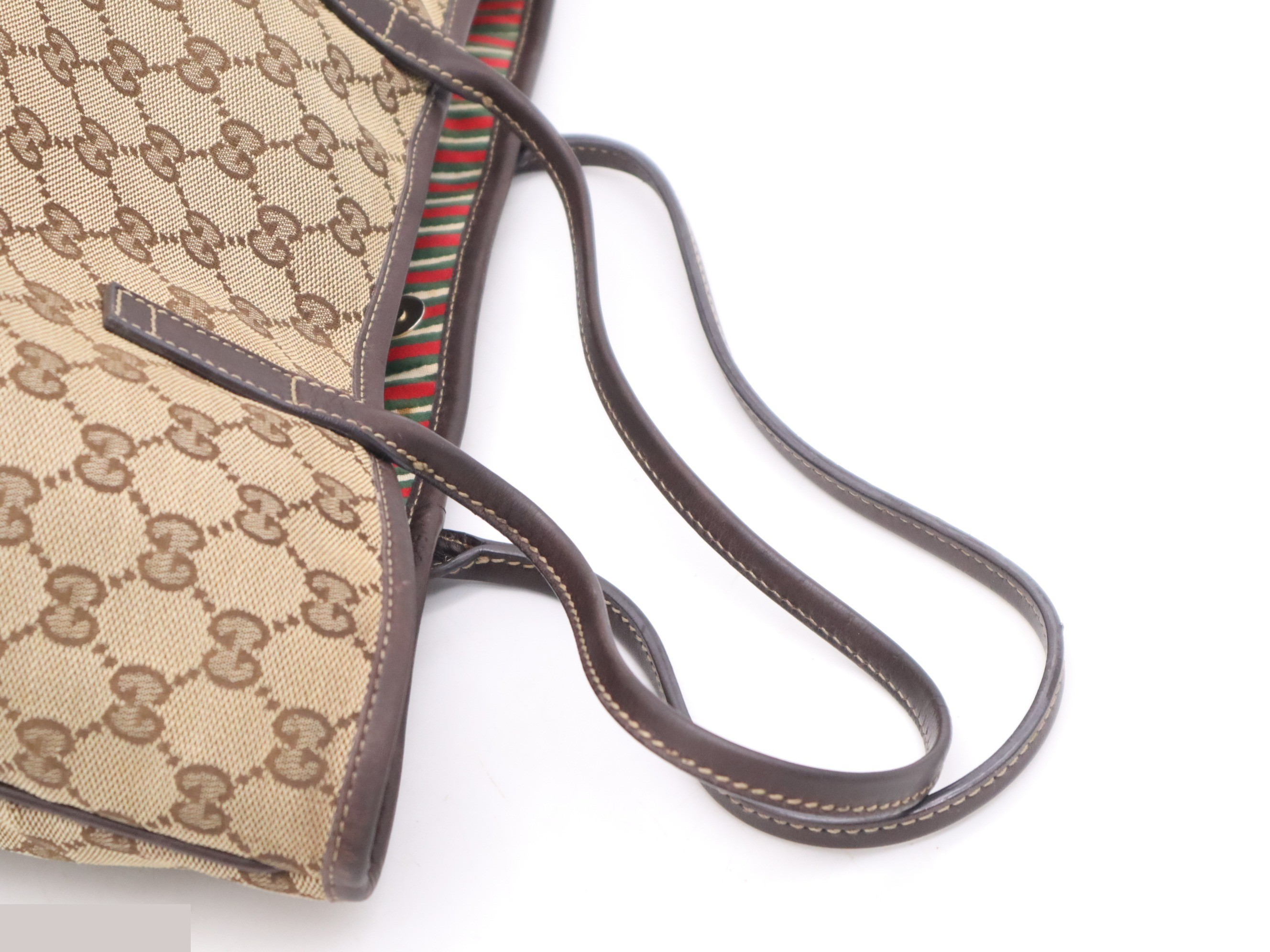 GG Canvas New Brit Tote Bag, Brown, Gold Hardware — view 6