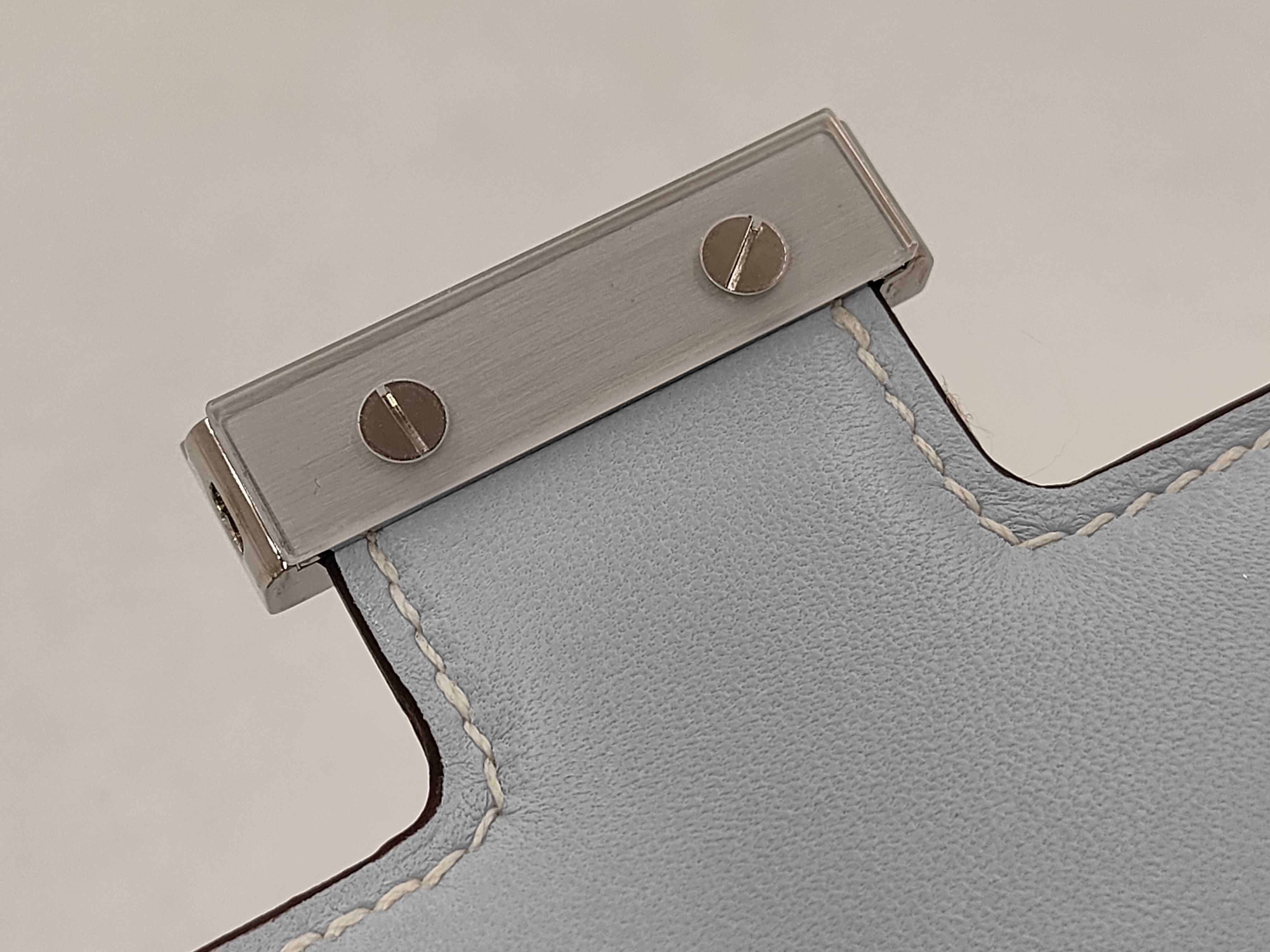 Constance Mini 18 Chevre leather, light blue, silver hardware, U-stamp shoulder bag — view 10