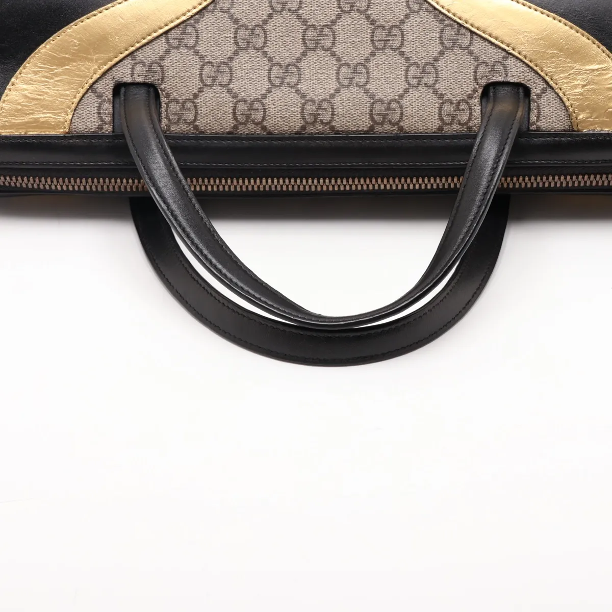 GG Supreme Osiride 497994 PVC x Leather Handbag Beige x Black — view 5