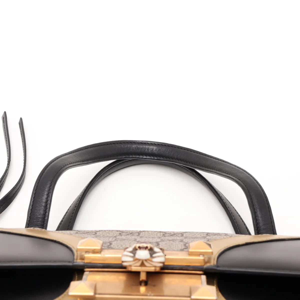 GG Supreme Osiride 497994 PVC x Leather Handbag Beige x Black — view 6