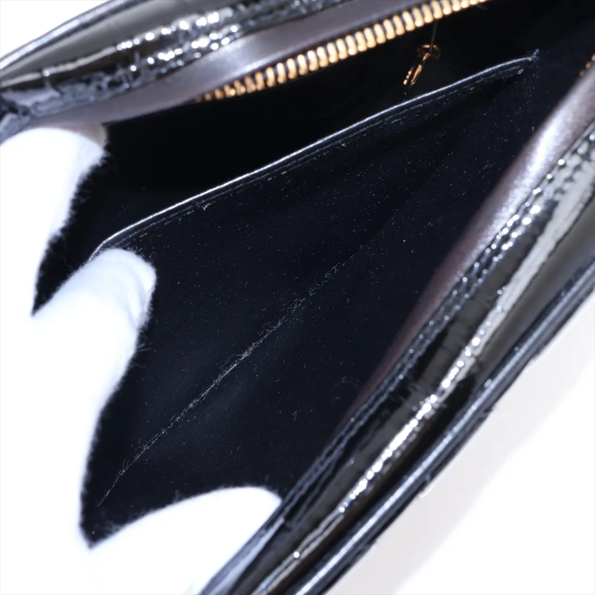 Matelassé Patent Leather Chain Shoulder Bag, Black with Gold Hardware, 2770222, Series 2 — view 8
