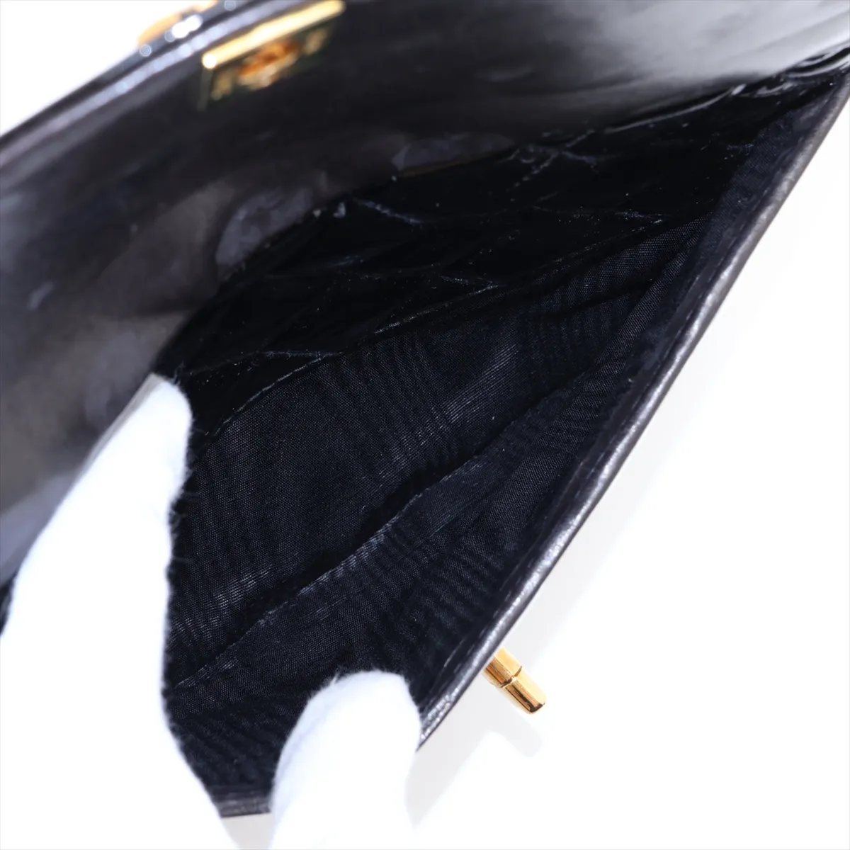 Matelassé Patent Leather Chain Shoulder Bag, Black with Gold Hardware, 2770222, Series 2 — view 9